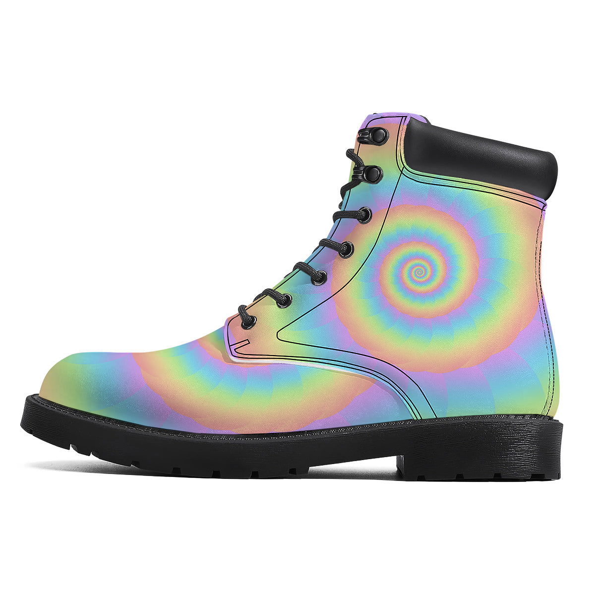 Trippy Spiral Colorful Print Boots-grizzshop