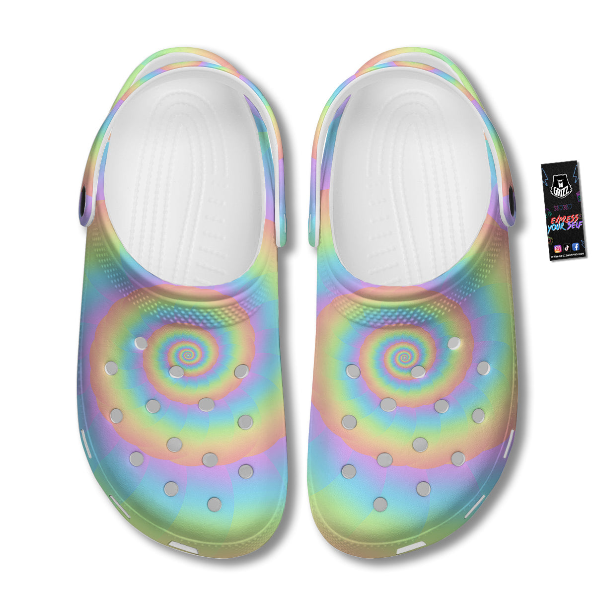 Trippy Spiral Colorful Print Clog-grizzshop