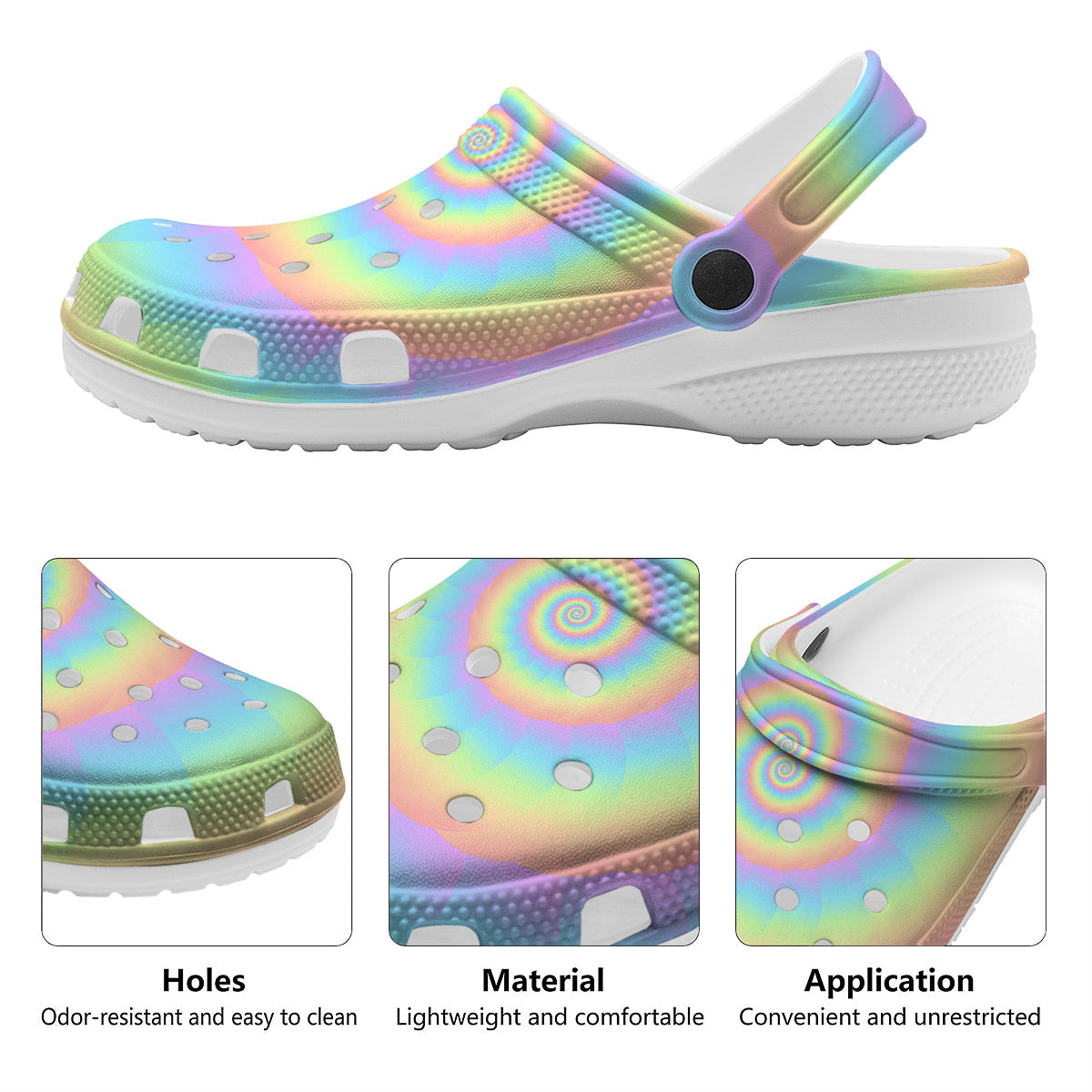Trippy Spiral Colorful Print Clog-grizzshop