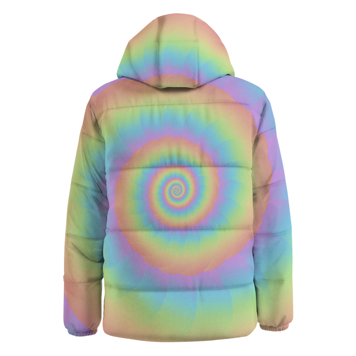 Trippy Spiral Colorful Print Down Jacket-grizzshop