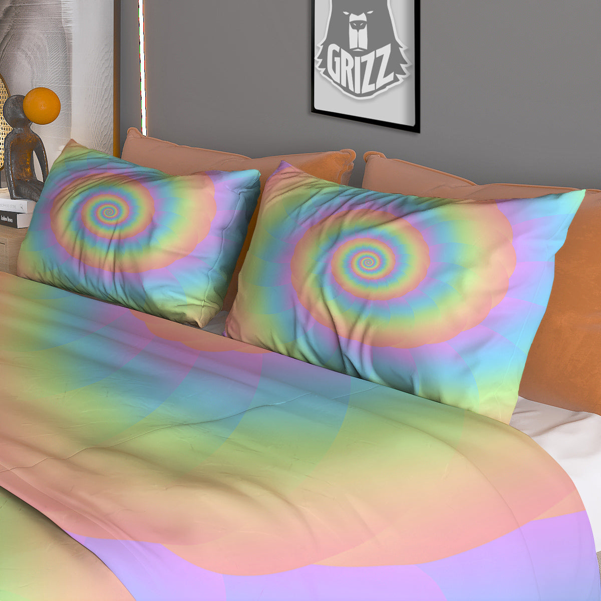 Trippy Spiral Colorful Print Duvet Cover Bedding Set
