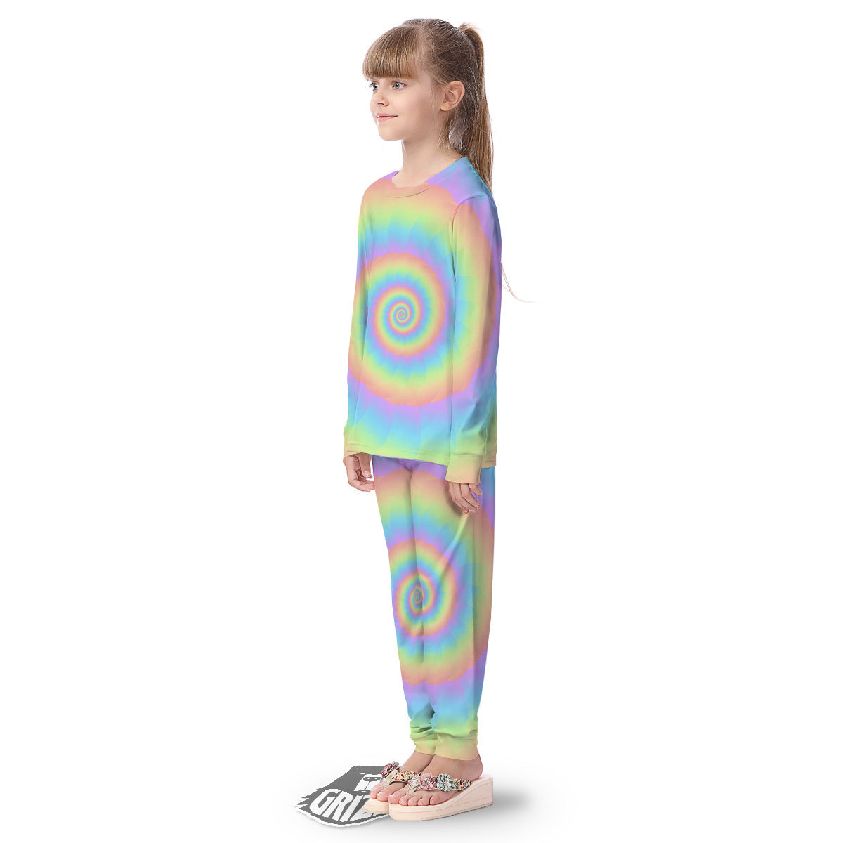 Trippy Spiral Colorful Print Kid's Pajamas-grizzshop