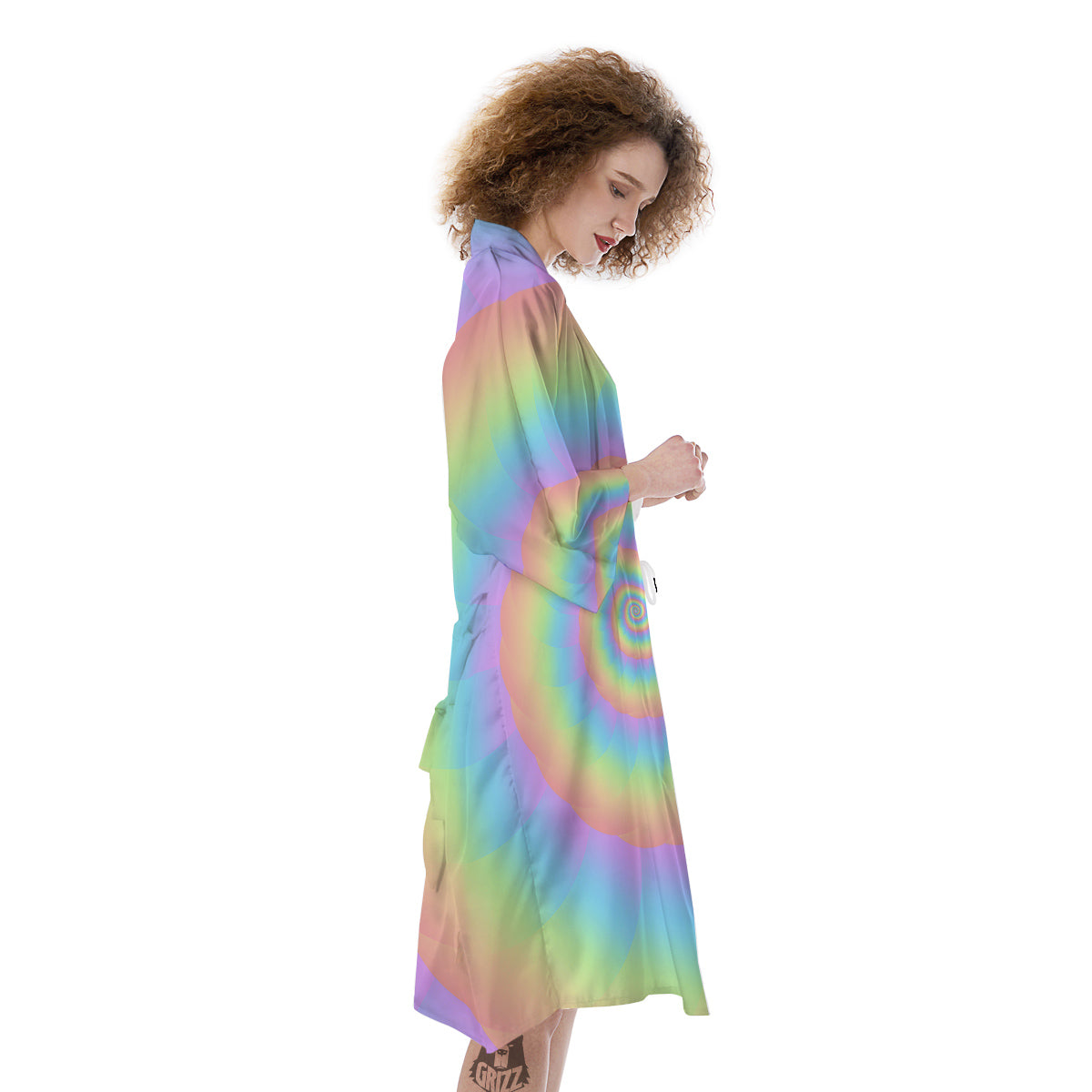 Trippy Spiral Colorful Print Kimono-grizzshop