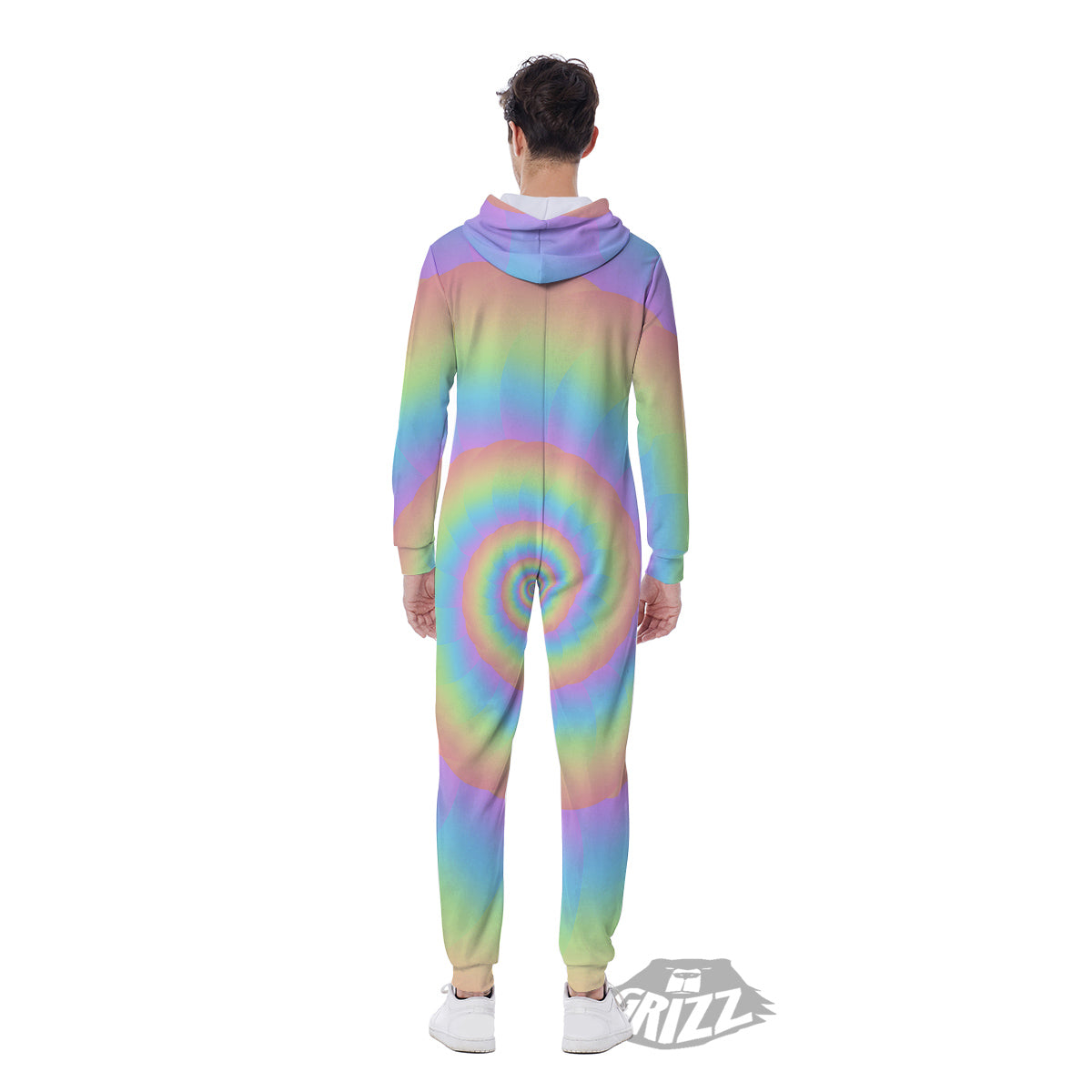 Trippy Spiral Colorful Print Men's Jumpsuit-grizzshop