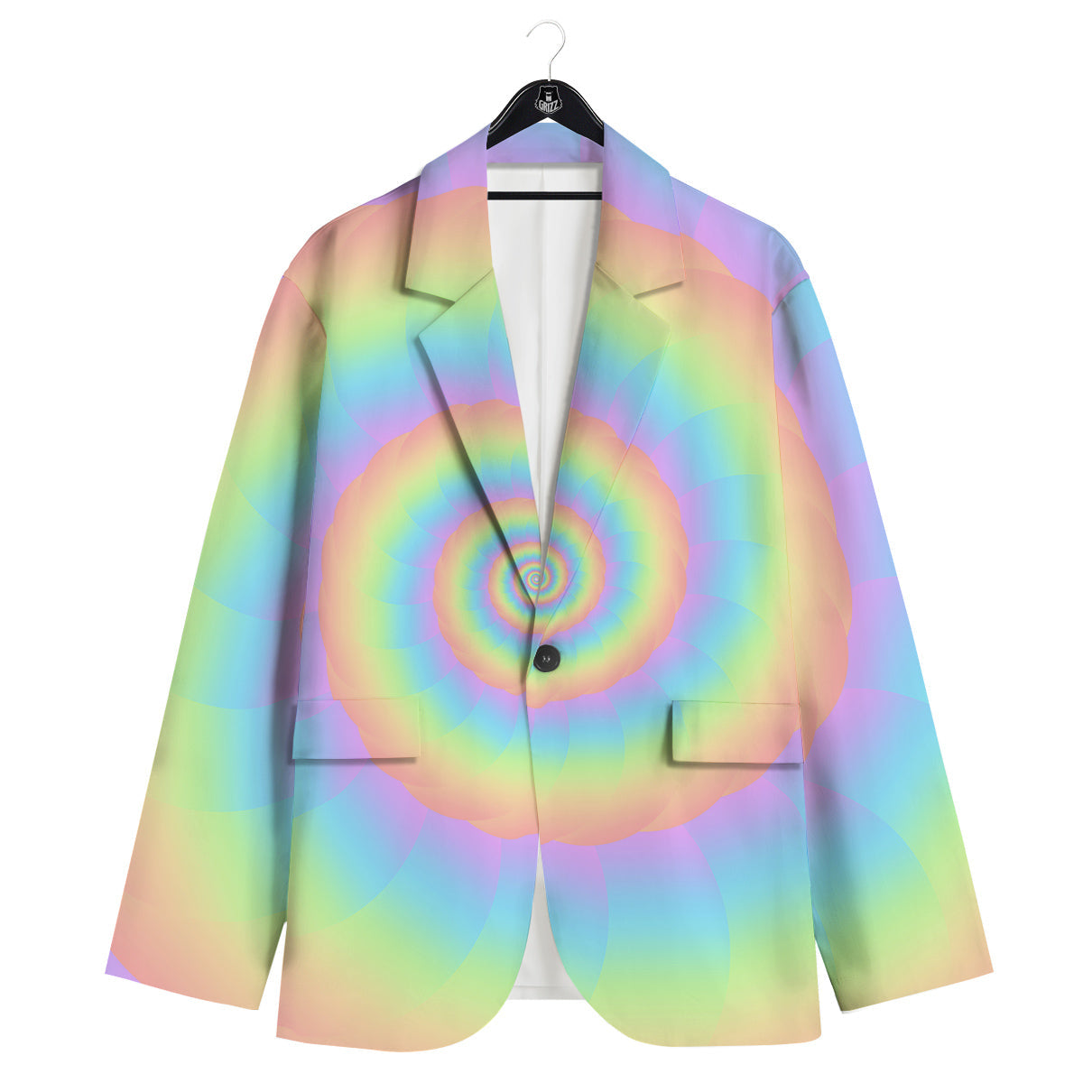 Trippy Spiral Colorful Print Men's Sport Coat-grizzshop