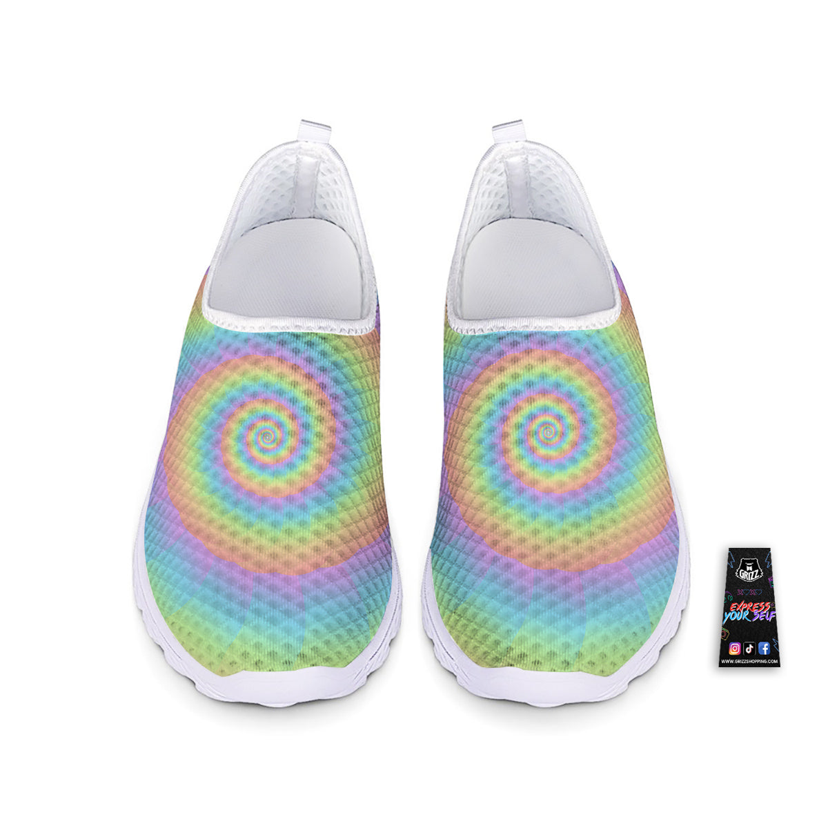 Trippy Spiral Colorful Print Nurse Shoes-grizzshop