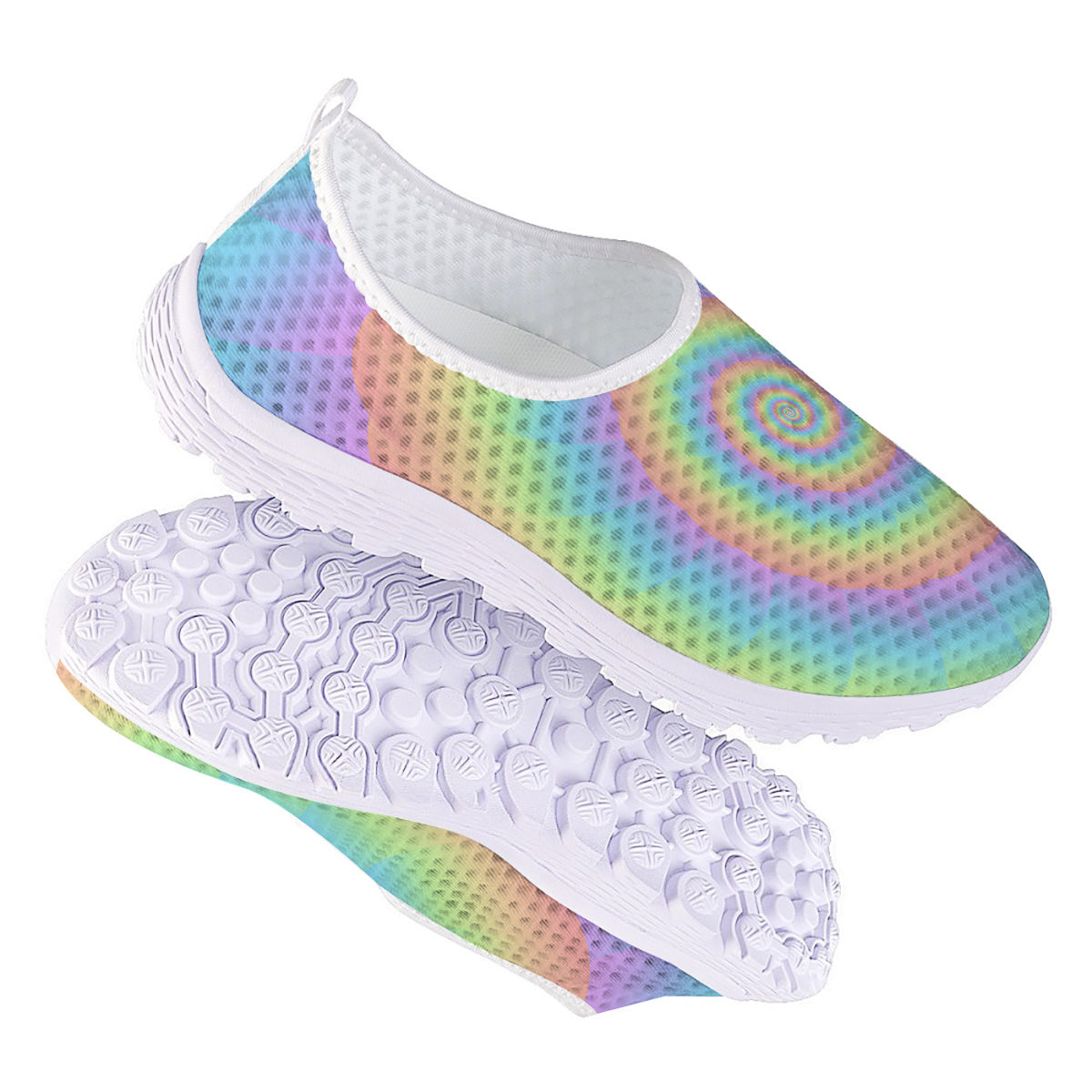 Trippy Spiral Colorful Print Nurse Shoes-grizzshop