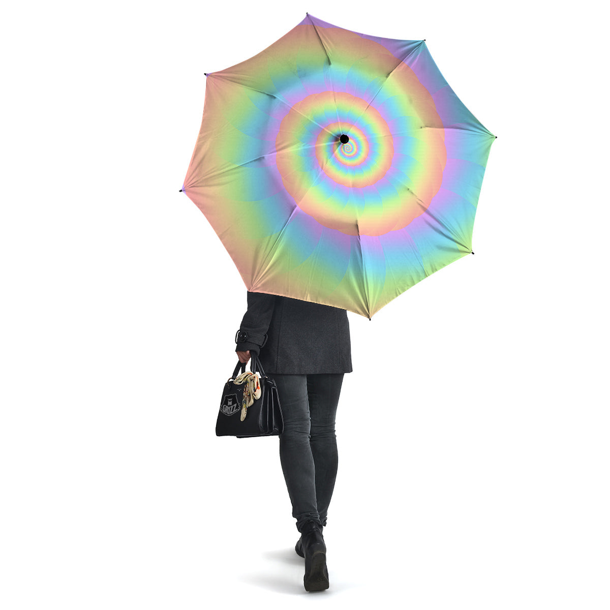 Trippy Spiral Colorful Print Umbrella-grizzshop
