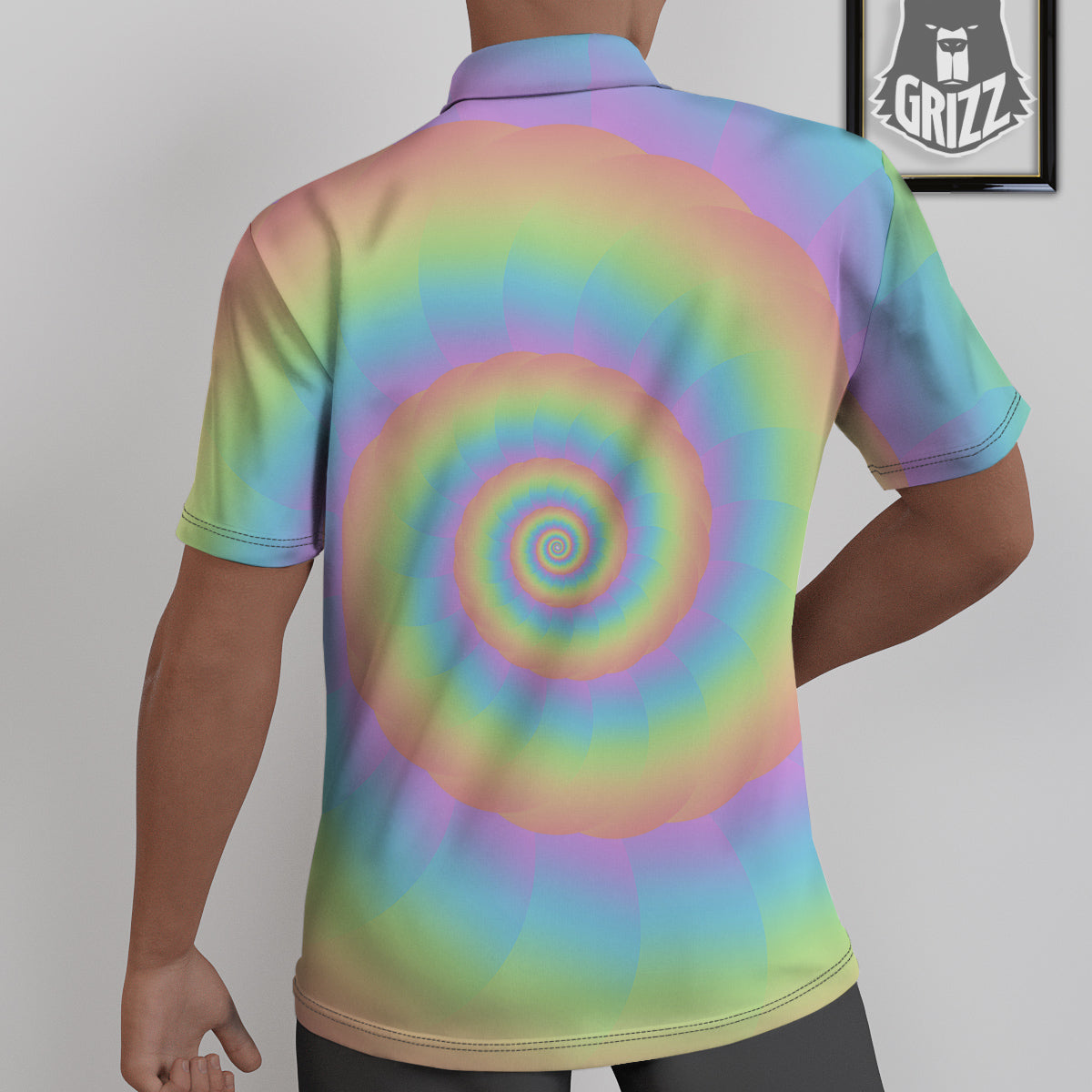 Trippy Spiral Colorful Print Untucked Shirts-grizzshop