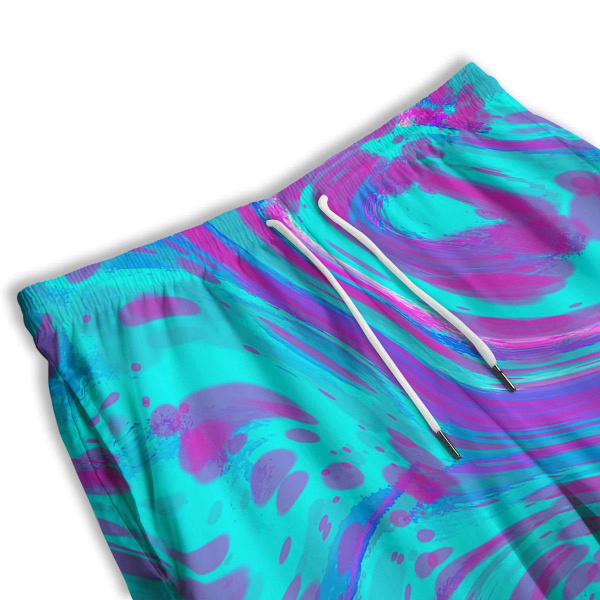 Trippy Turquoise Holographic Print Men's Athletic Shorts