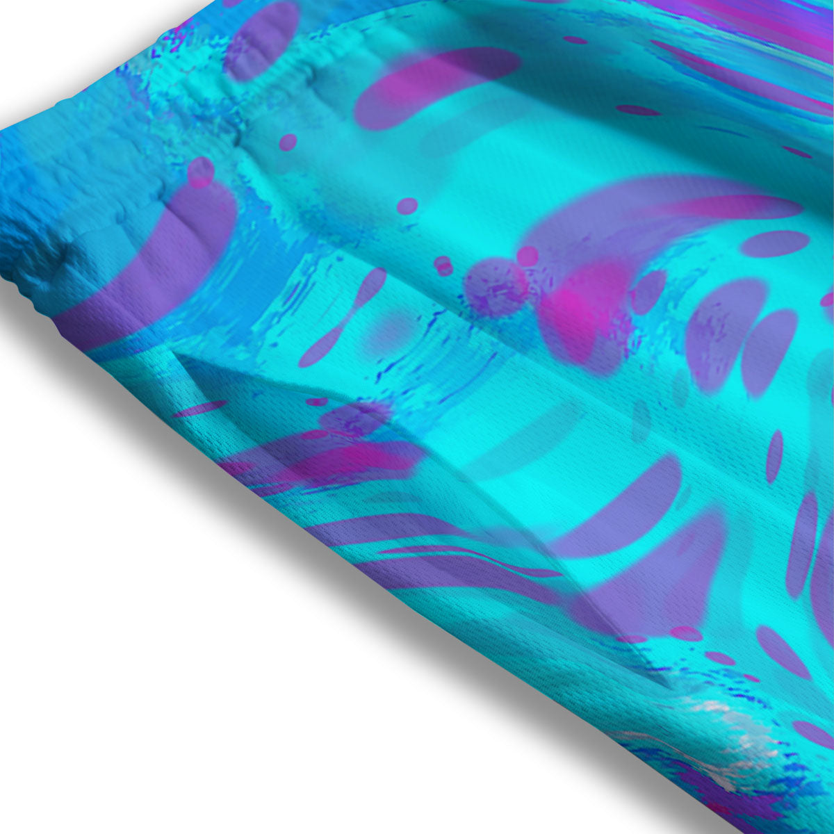 Trippy Turquoise Holographic Print Mesh Shorts