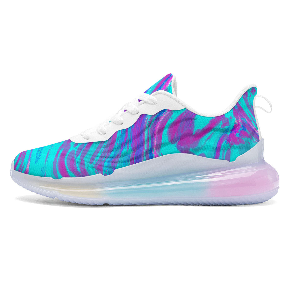 Trippy Turquoise Holographic Print Running Sneakers-grizzshop
