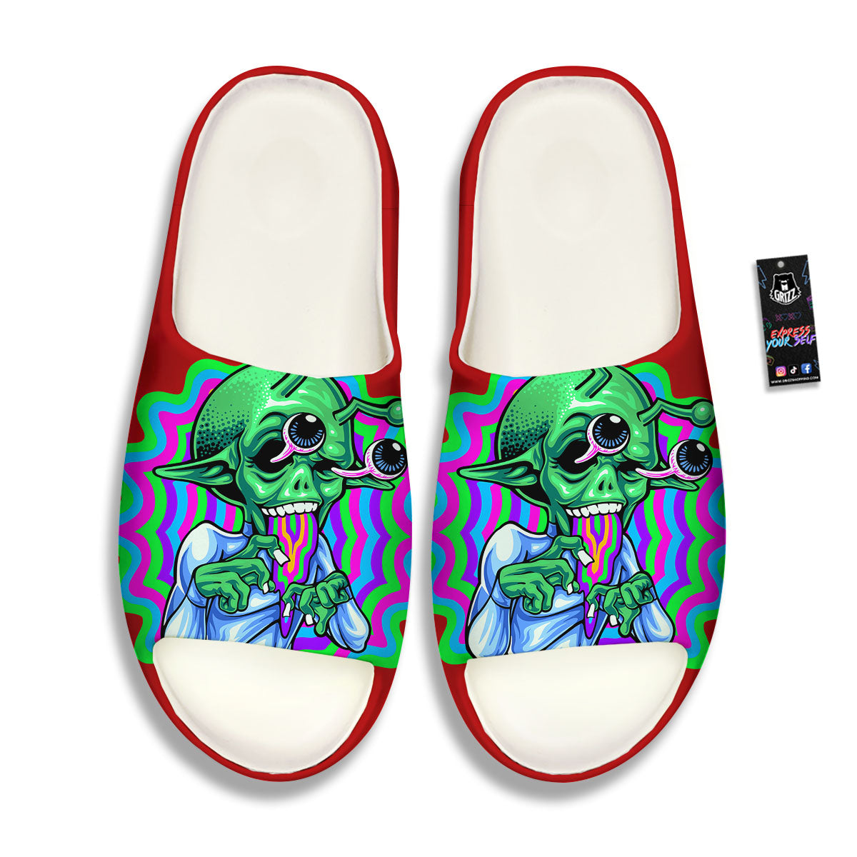 Trippy Alien Crazy Print Sandals-grizzshop