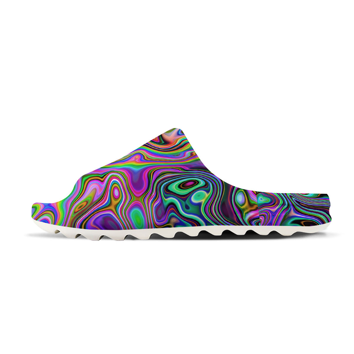 Trippy Liquid Holographic Print Sandals-grizzshop