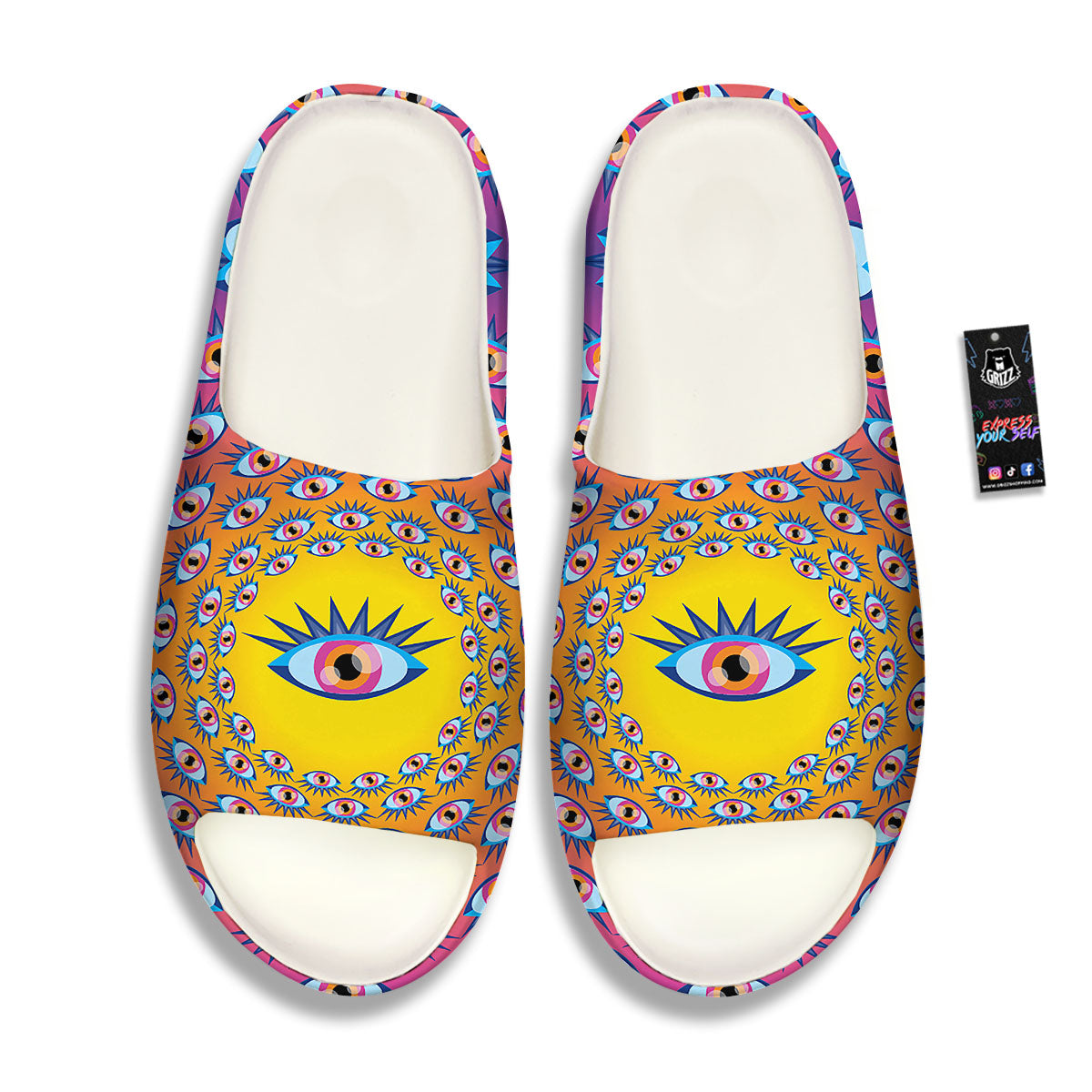 Trippy Psychedelic Eyes Print Sandals-grizzshop