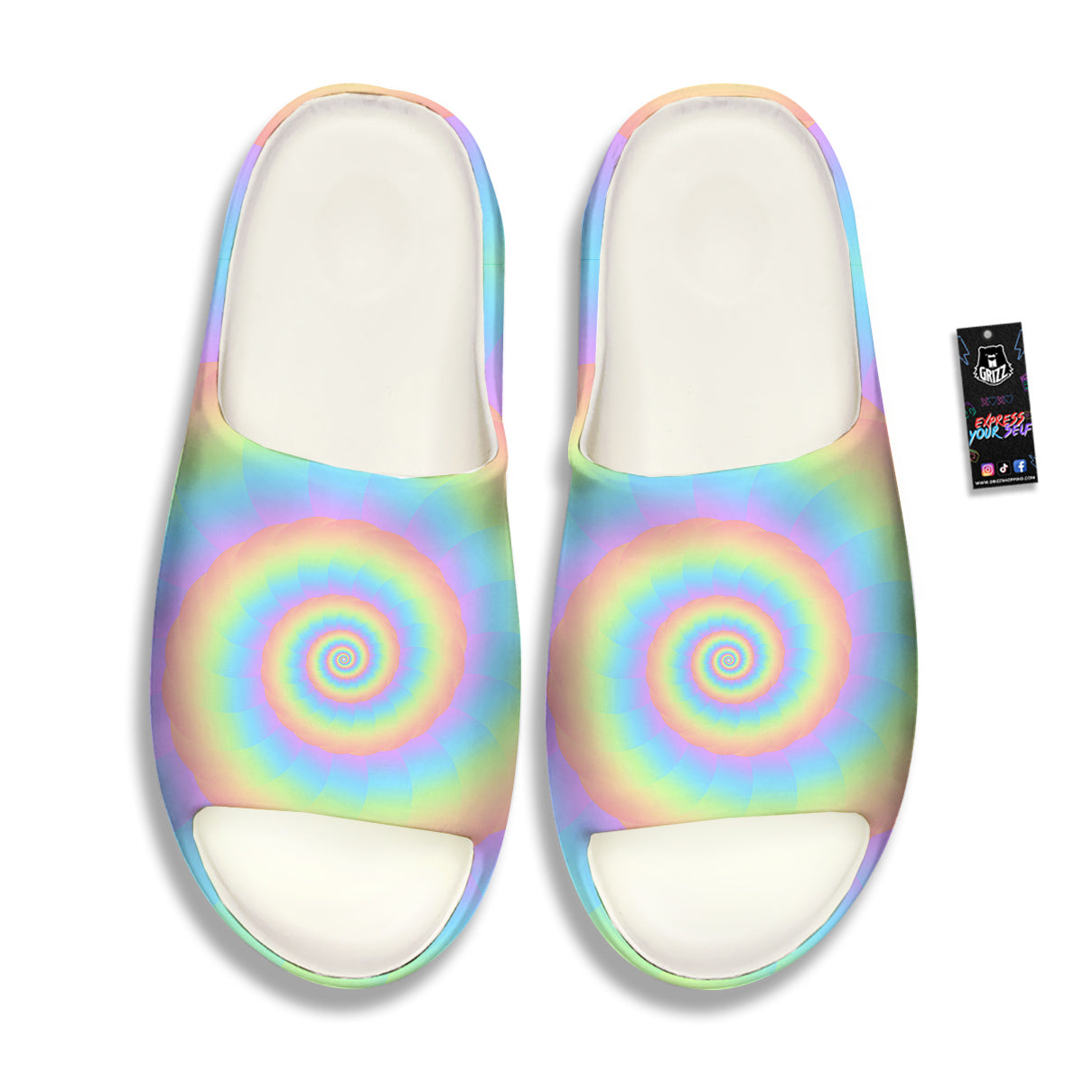 Trippy Spiral Colorful Print Sandals-grizzshop
