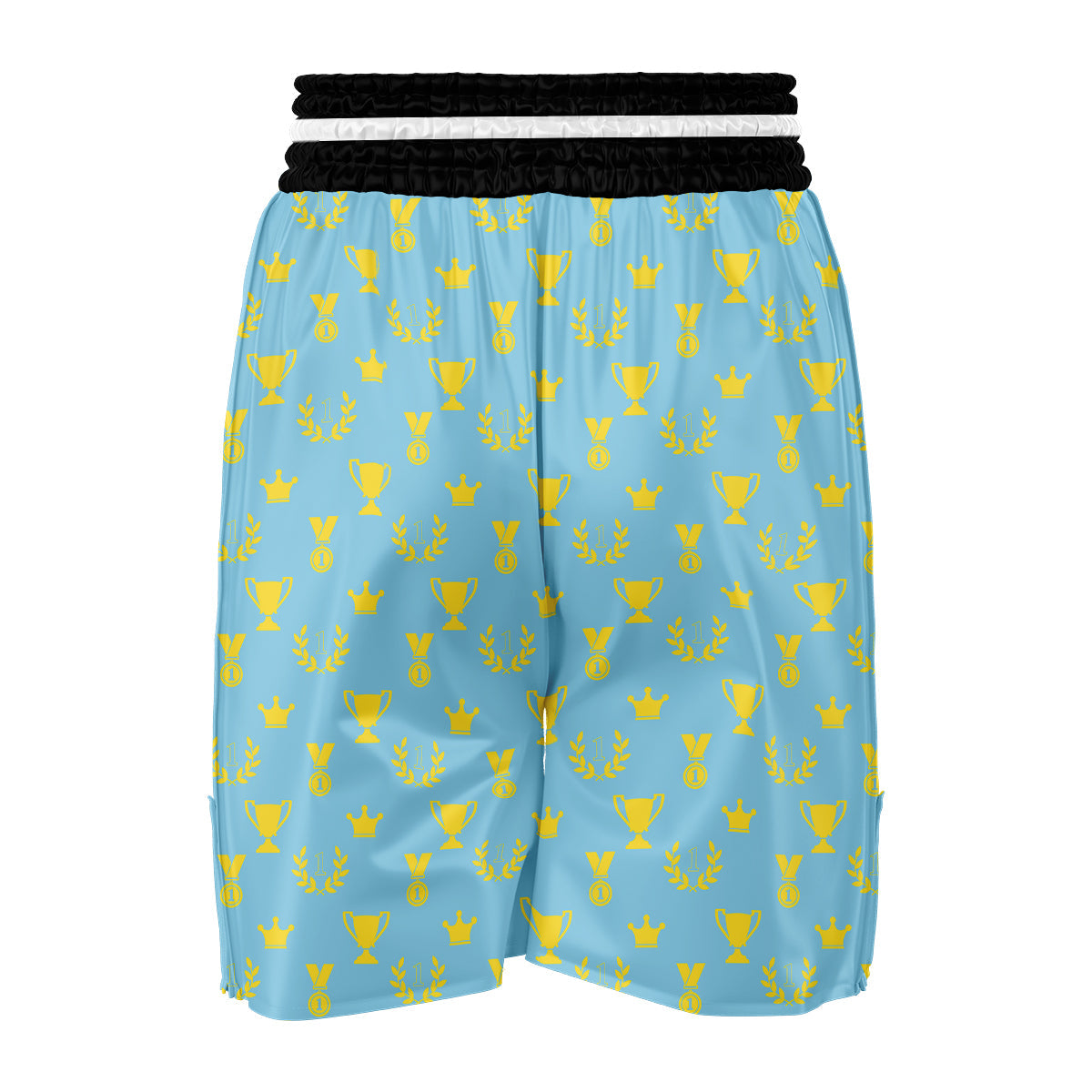 Trophy Blue And Gold Cup Print Pattern Boxing Shorts-grizzshop