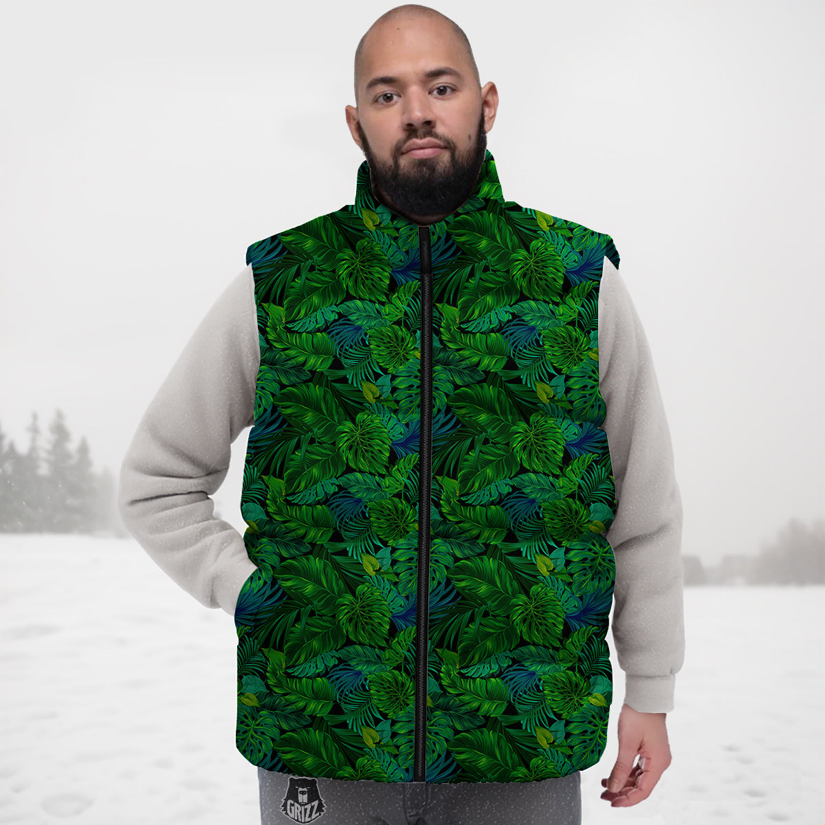 Tropical Aloha Hawaii Print Pattern Down Vest-grizzshop