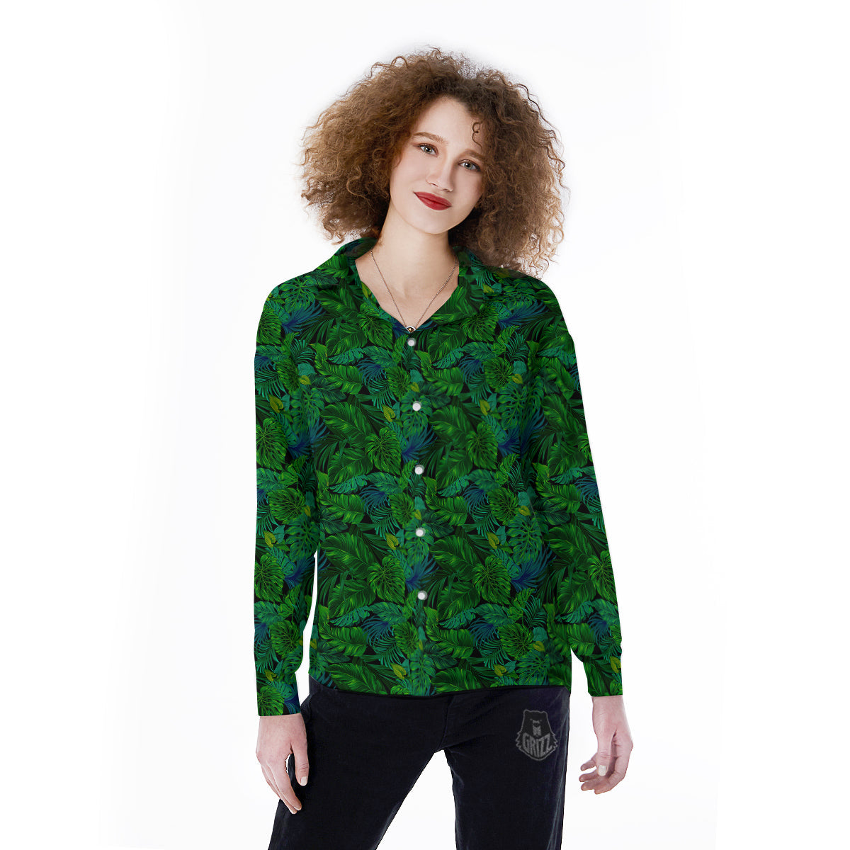 Tropical Aloha Hawaii Print Pattern Women's Long Sleeve Shirts-grizzshop