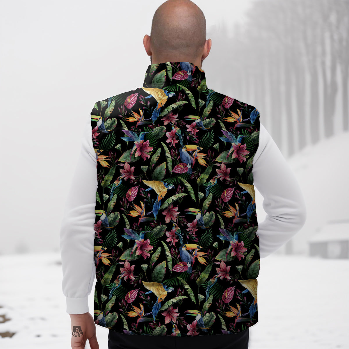 Tropical Aloha Hawaiian Print Pattern Down Vest-grizzshop