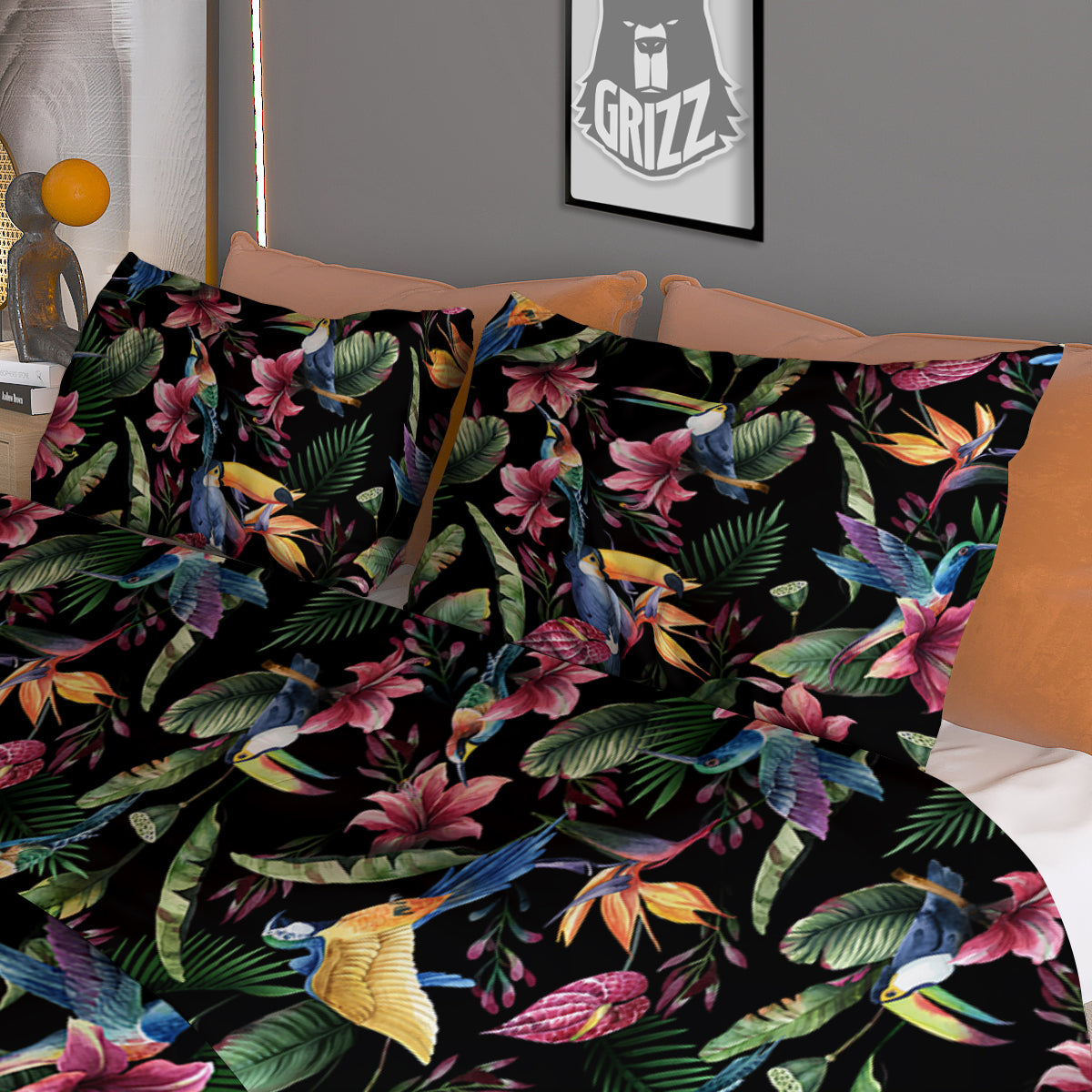 Tropical Aloha Hawaiian Print Pattern Duvet Cover Bedding Set