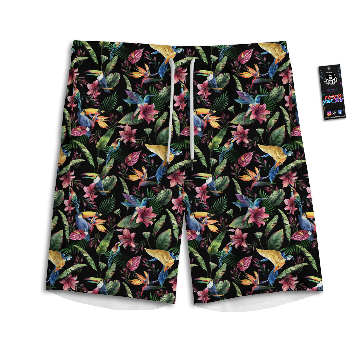 Tropical Aloha Hawaiian Print Pattern Men's Athletic Shorts-grizzshop