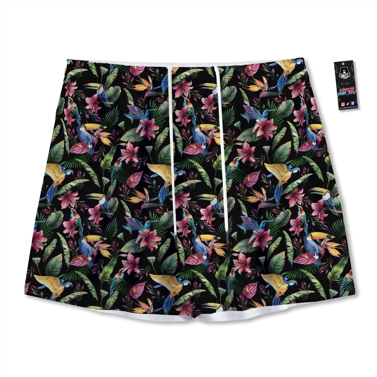 Tropical Aloha Hawaiian Print Pattern Mesh Shorts-grizzshop