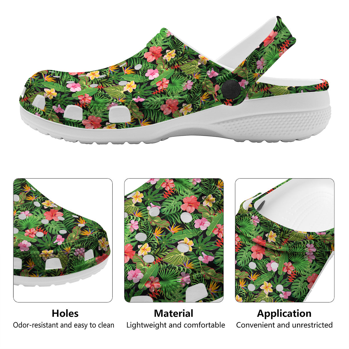 Tropical Aloha Hibiscus Print Pattern Clog-grizzshop