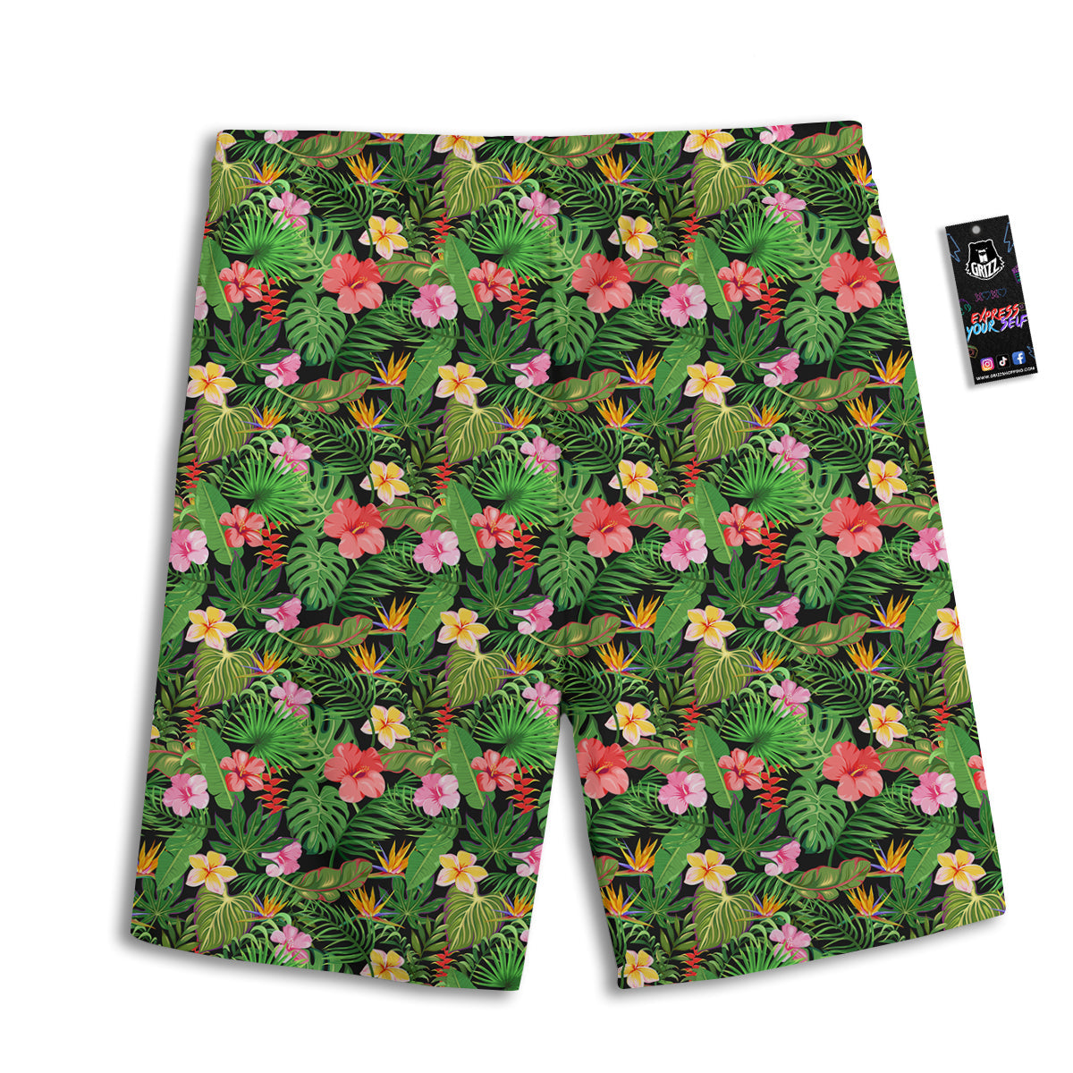 Tropical Aloha Hibiscus Print Pattern Men's Athletic Shorts-grizzshop