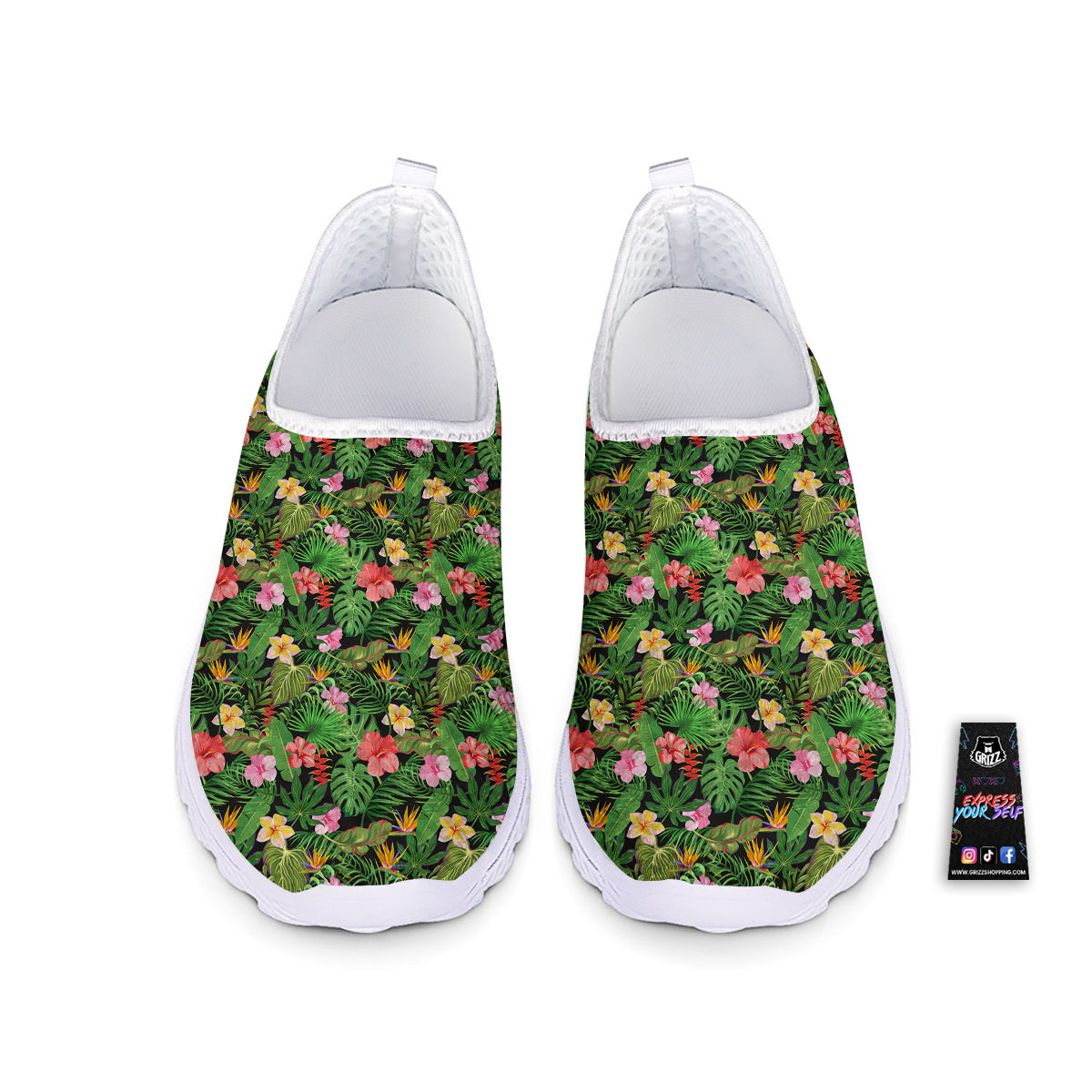 Tropical Aloha Hibiscus Print Pattern Nurse Shoes-grizzshop