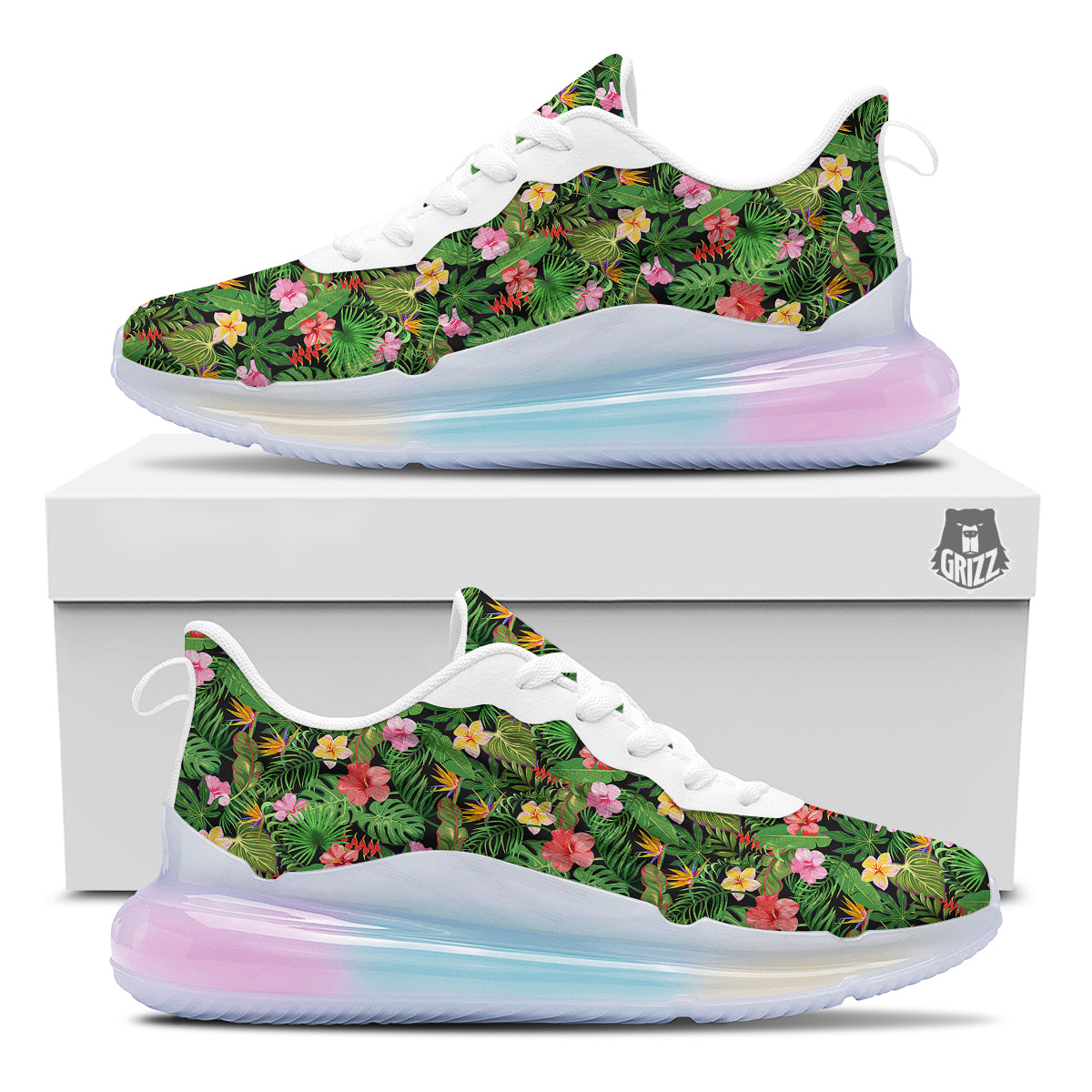 Tropical Aloha Hibiscus Print Pattern Running Sneakers-grizzshop