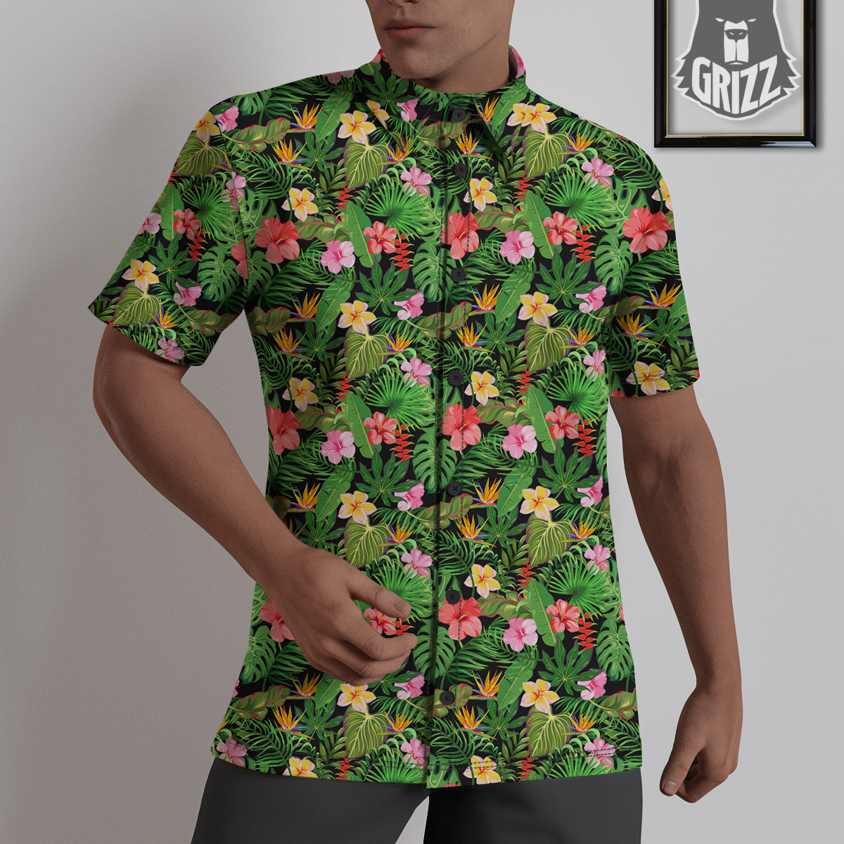 Tropical Aloha Hibiscus Print Pattern Untucked Shirts-grizzshop