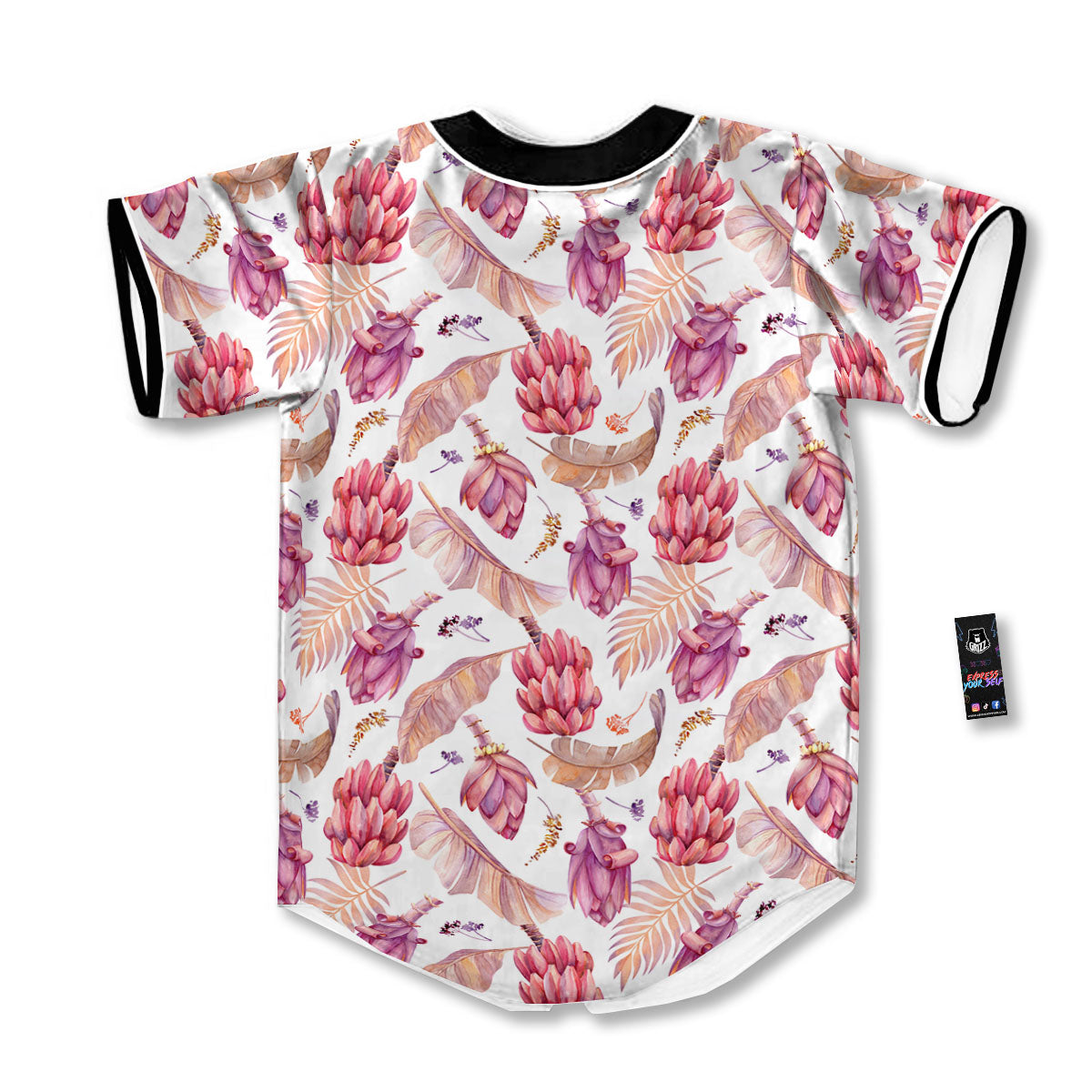 Tropical Banana Pink Print Pattern Baseball Jersey-grizzshop