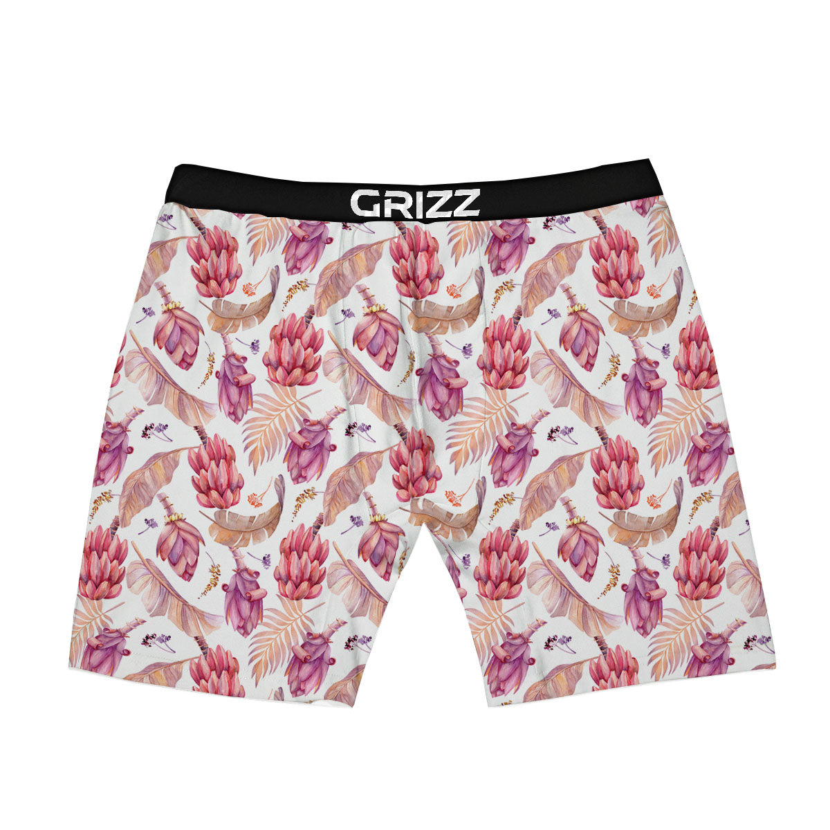 Tropical Banana Pink Print Pattern Boxer Briefs-grizzshop