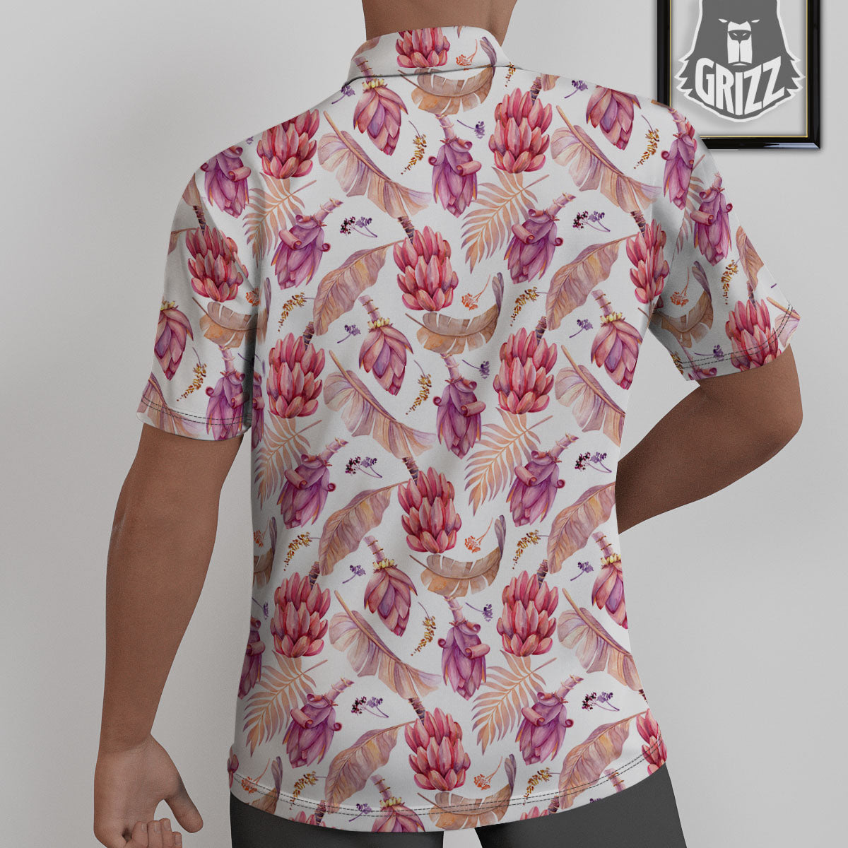 Tropical Banana Pink Print Pattern Untucked Shirts-grizzshop