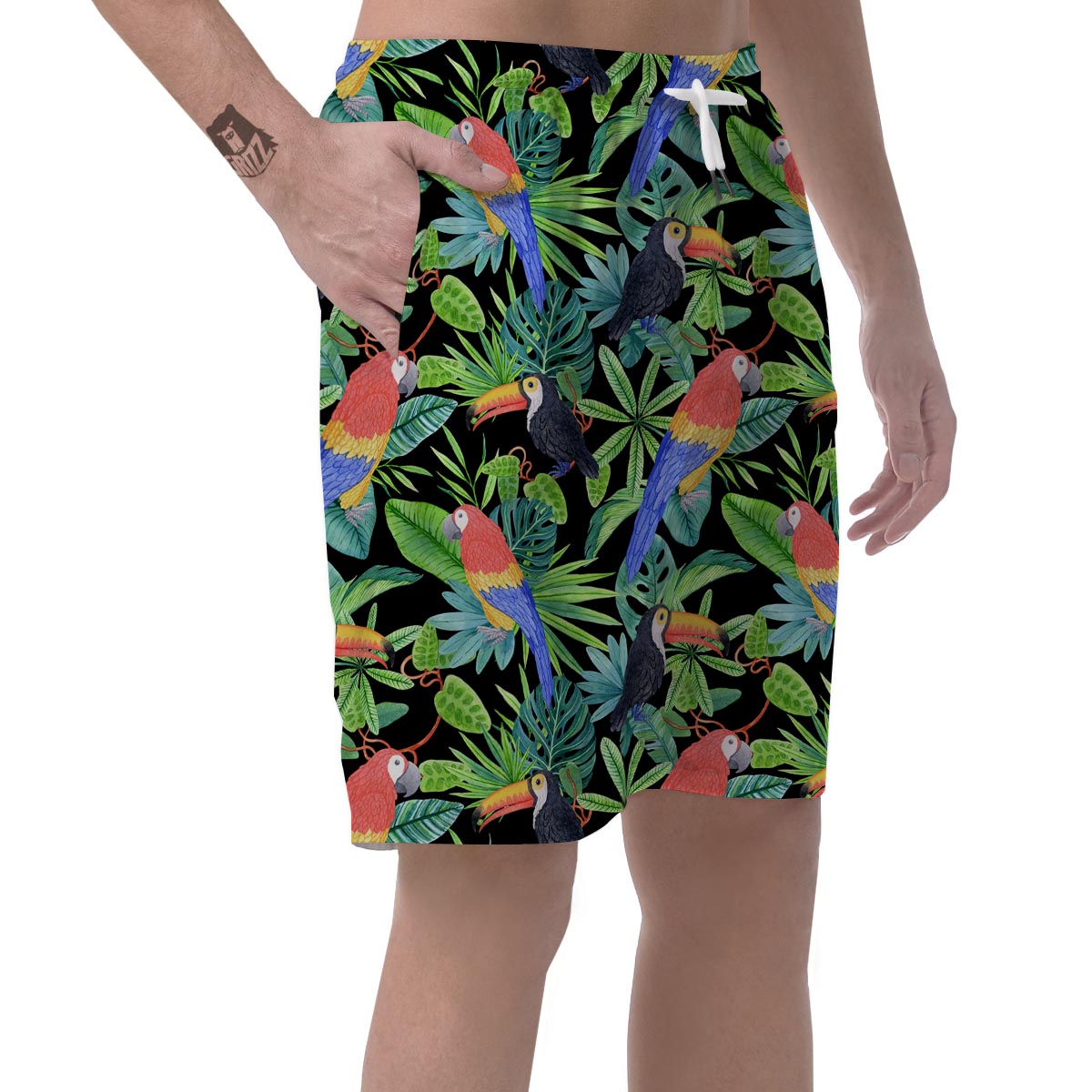 Tropical Bird Hawaiian Print Men's Shorts-grizzshop