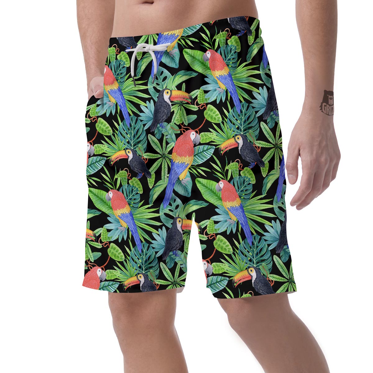 Tropical Bird Hawaiian Print Men's Shorts-grizzshop