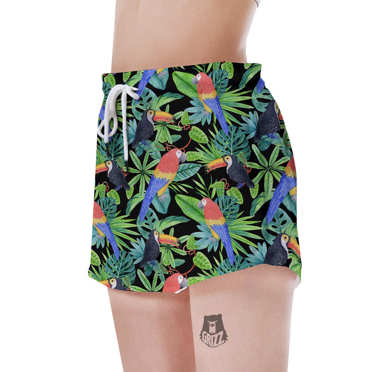 Tropical Bird Hawaiian Print Women's Shorts-grizzshop