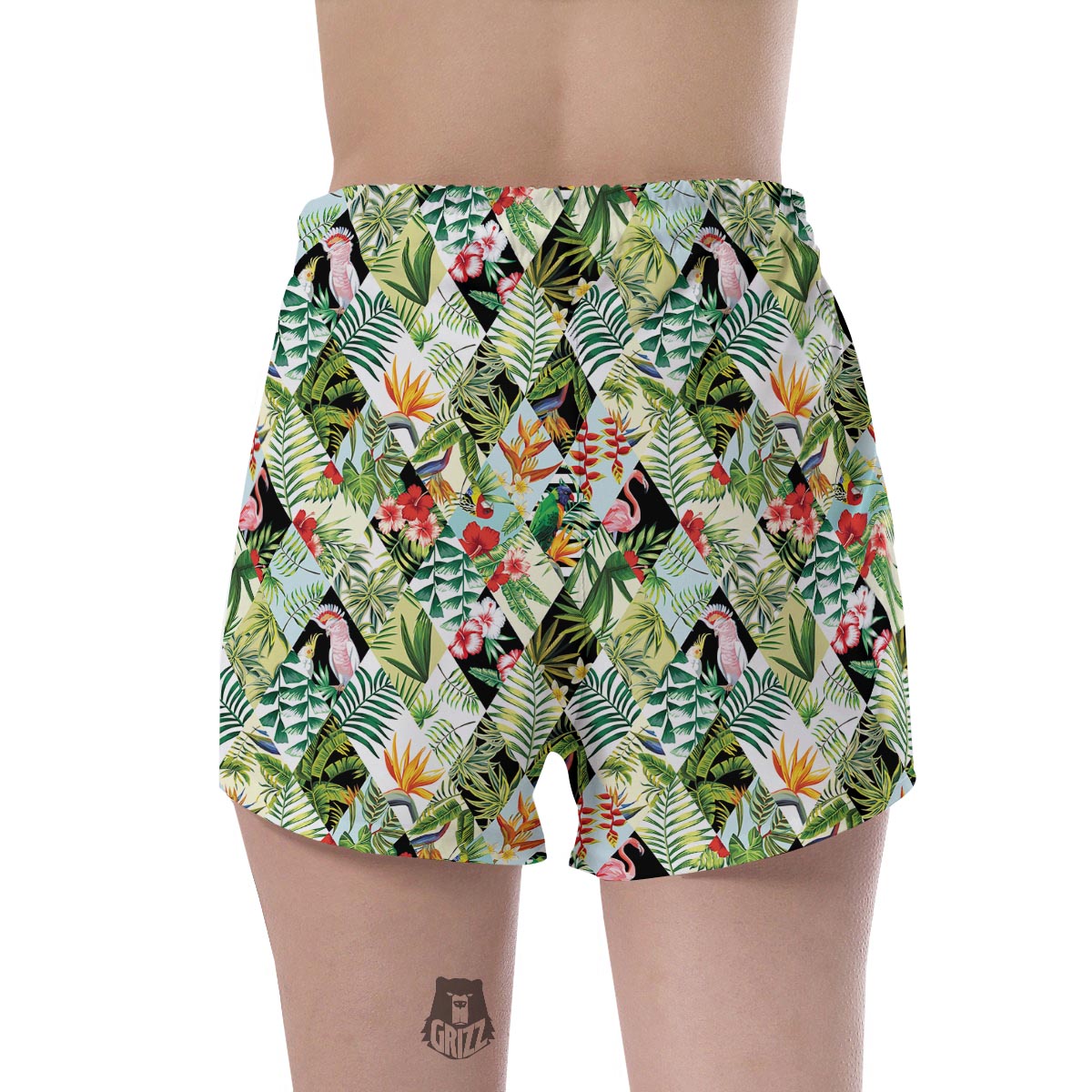 Tropical Bird Patchwork Print Women's Shorts-grizzshop