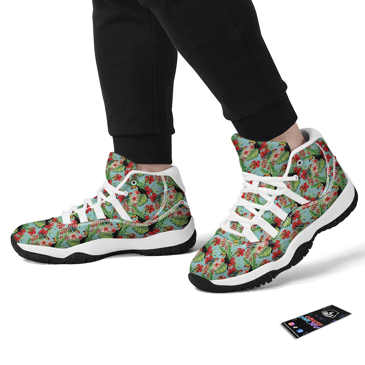 Tropical Bird White Bball Shoes-grizzshop