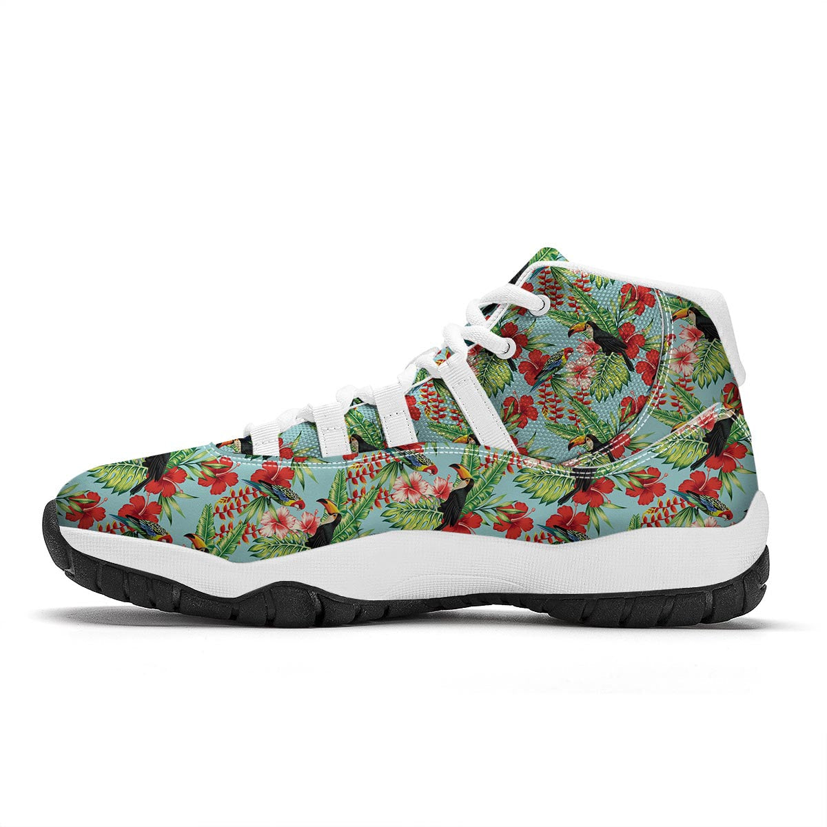 Tropical Bird White Bball Shoes-grizzshop