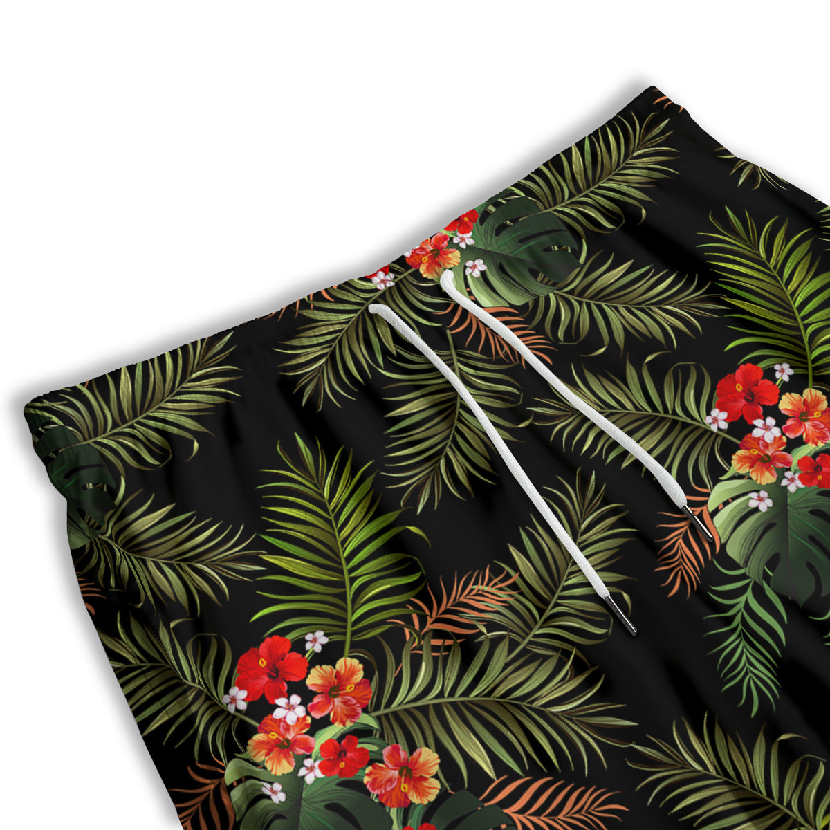 Tropical Black Hawaii Print Pattern Men's Athletic Shorts