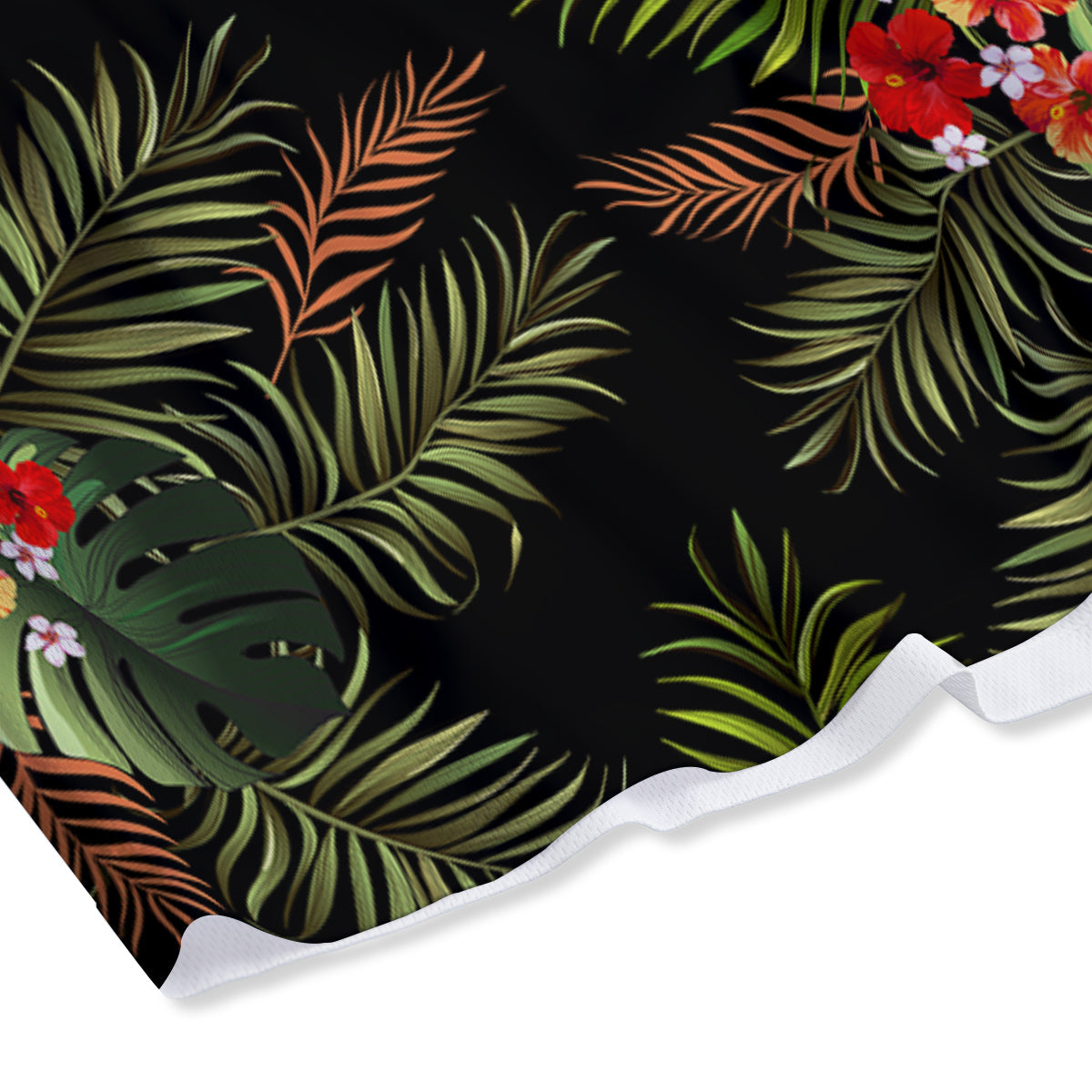 Tropical Black Hawaii Print Pattern Mesh Shorts