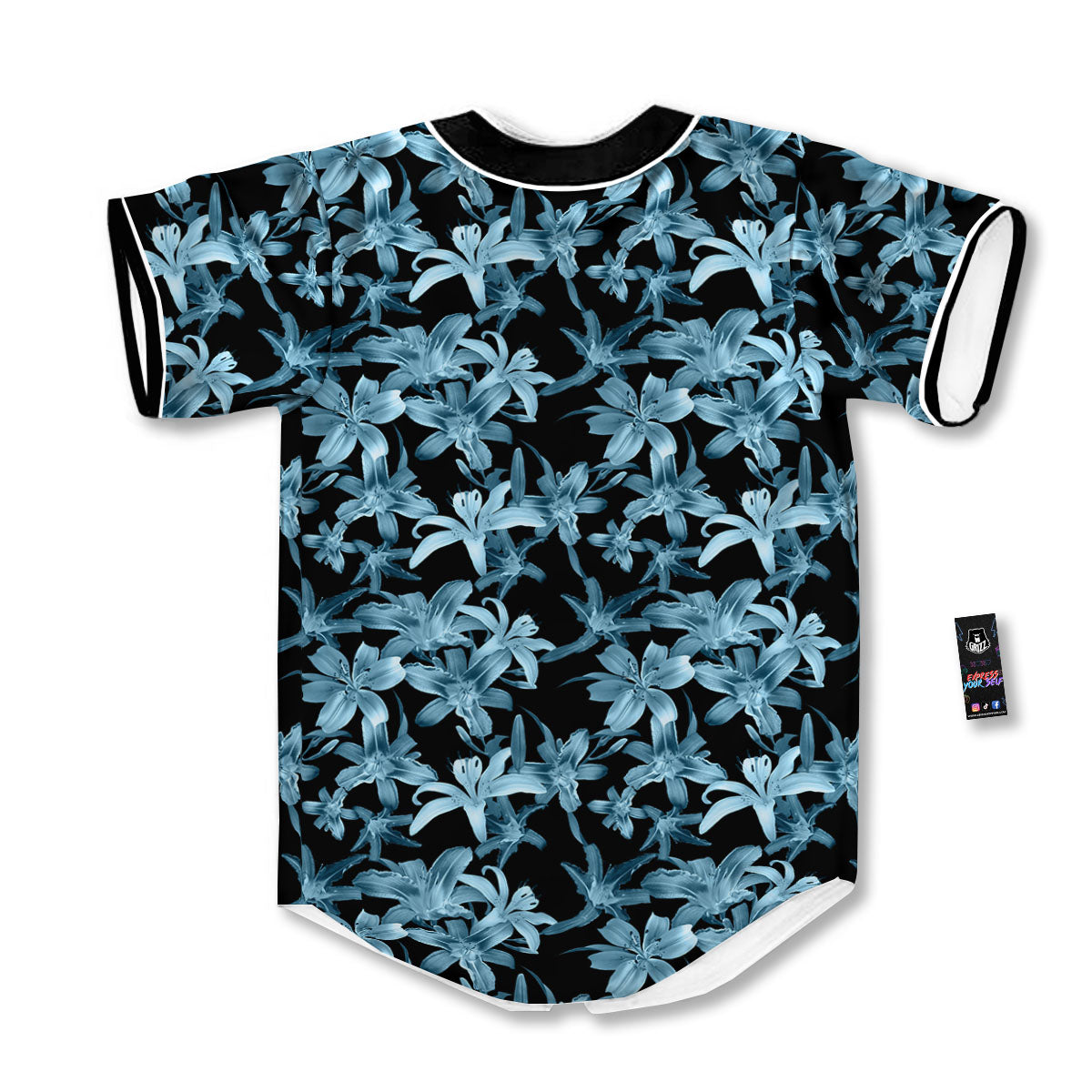 Tropical Blossom Blue Print Pattern Baseball Jersey-grizzshop
