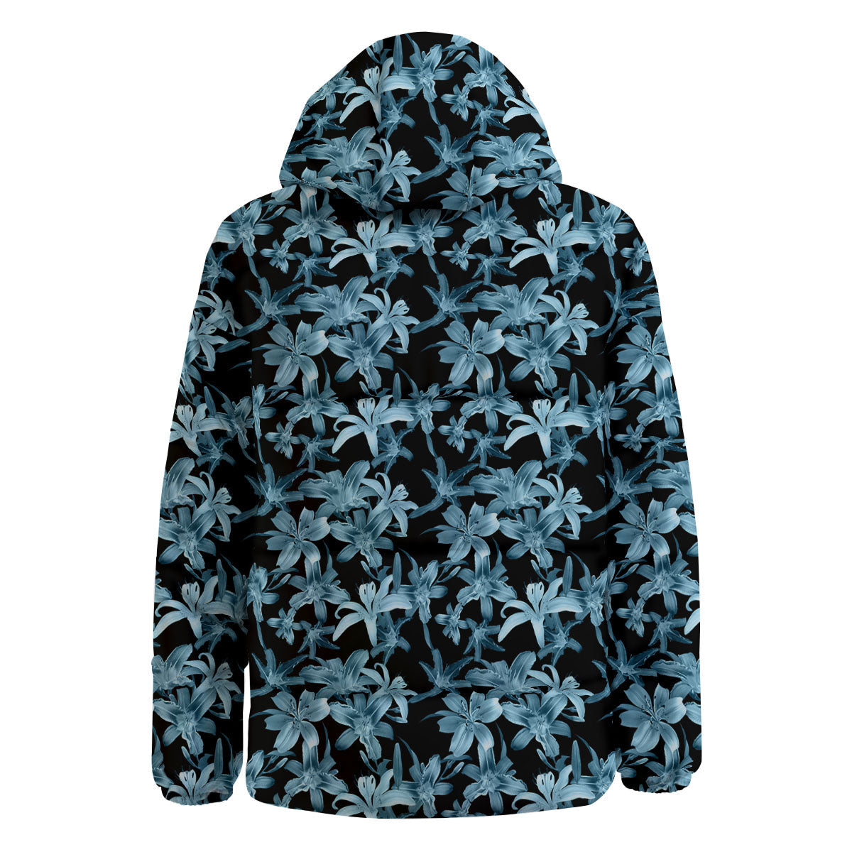 Tropical Blossom Blue Print Pattern Down Jacket-grizzshop