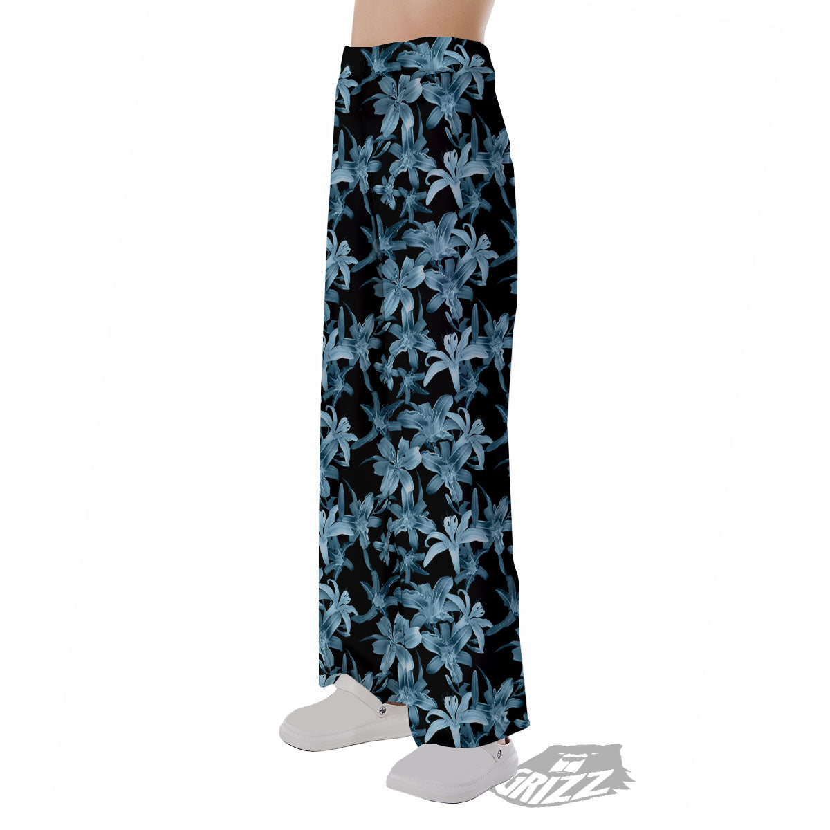 Tropical Blossom Blue Print Pattern Pajama Pants-grizzshop