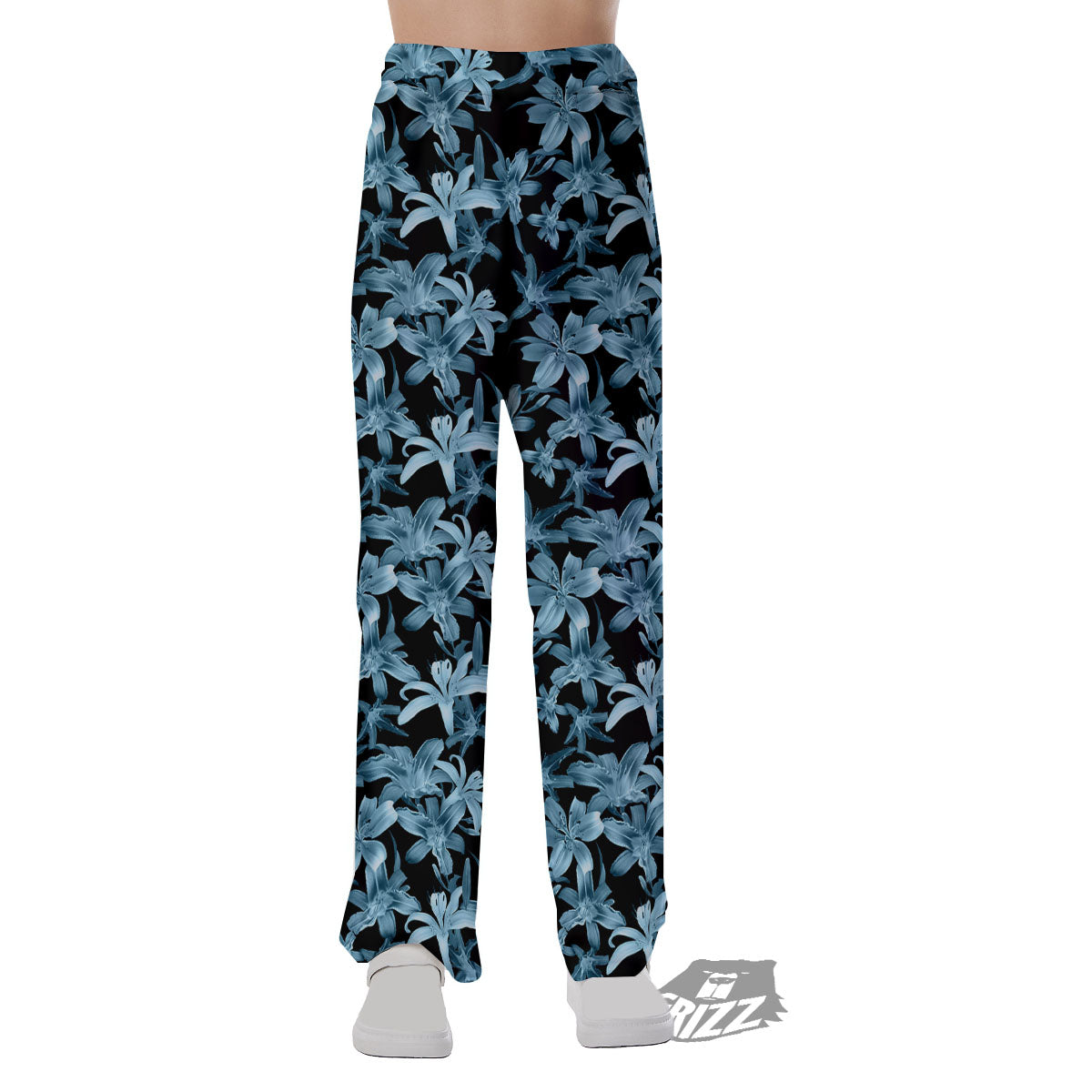 Tropical Blossom Blue Print Pattern Pajama Pants-grizzshop
