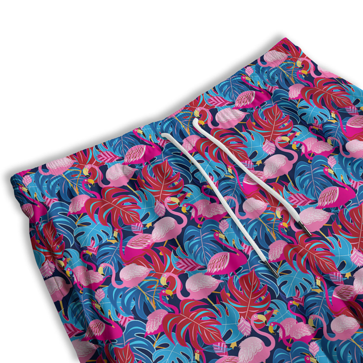 Tropical Blue And Pink Flamingo Print Men's Athletic Shorts