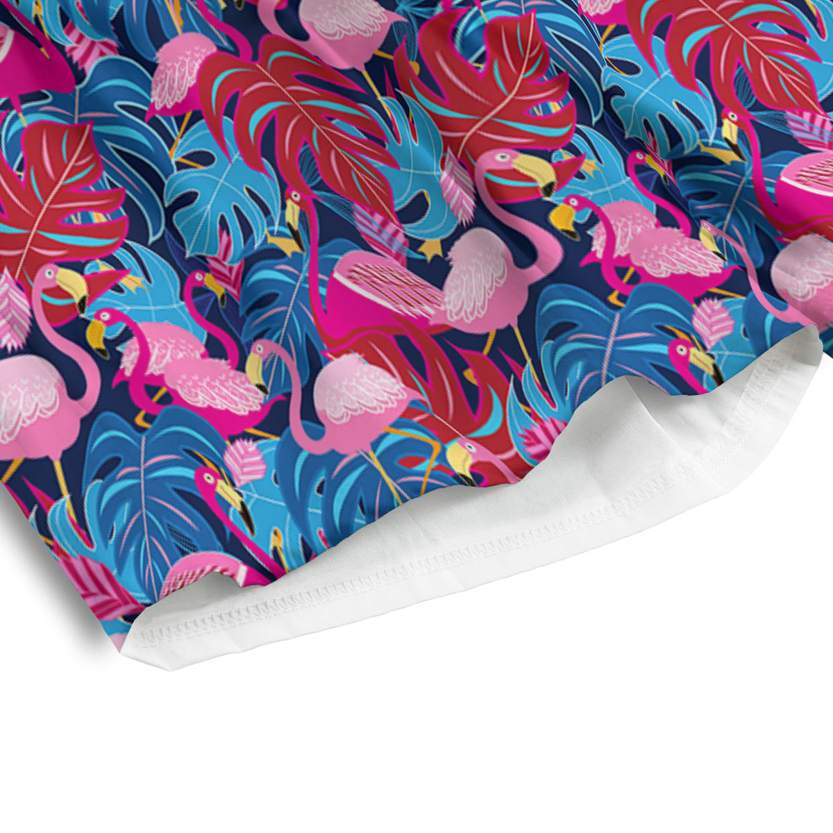 Tropical Blue And Pink Flamingo Print Men's Athletic Shorts