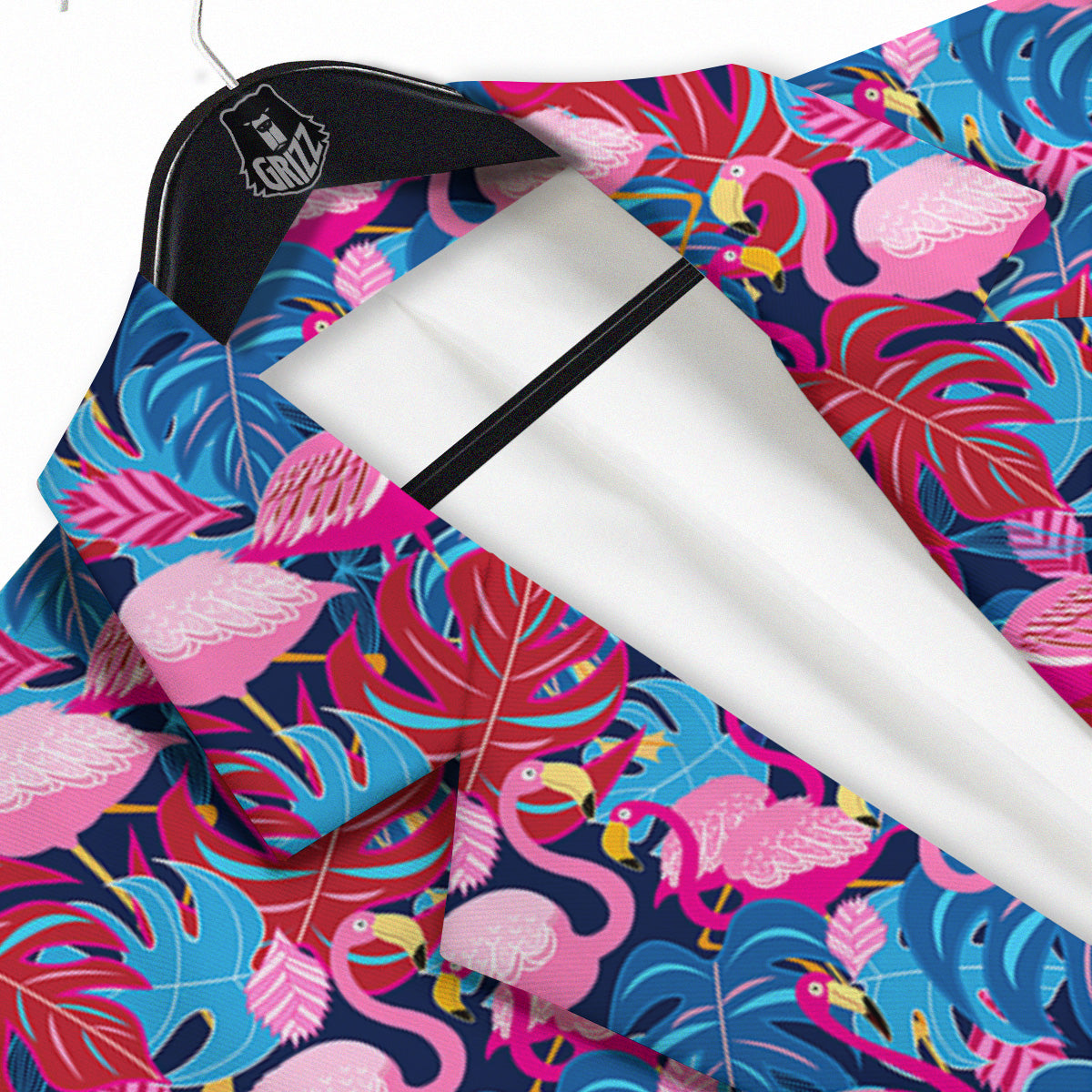 Tropical Blue And Pink Flamingo Print Men's Sport Coat-grizzshop